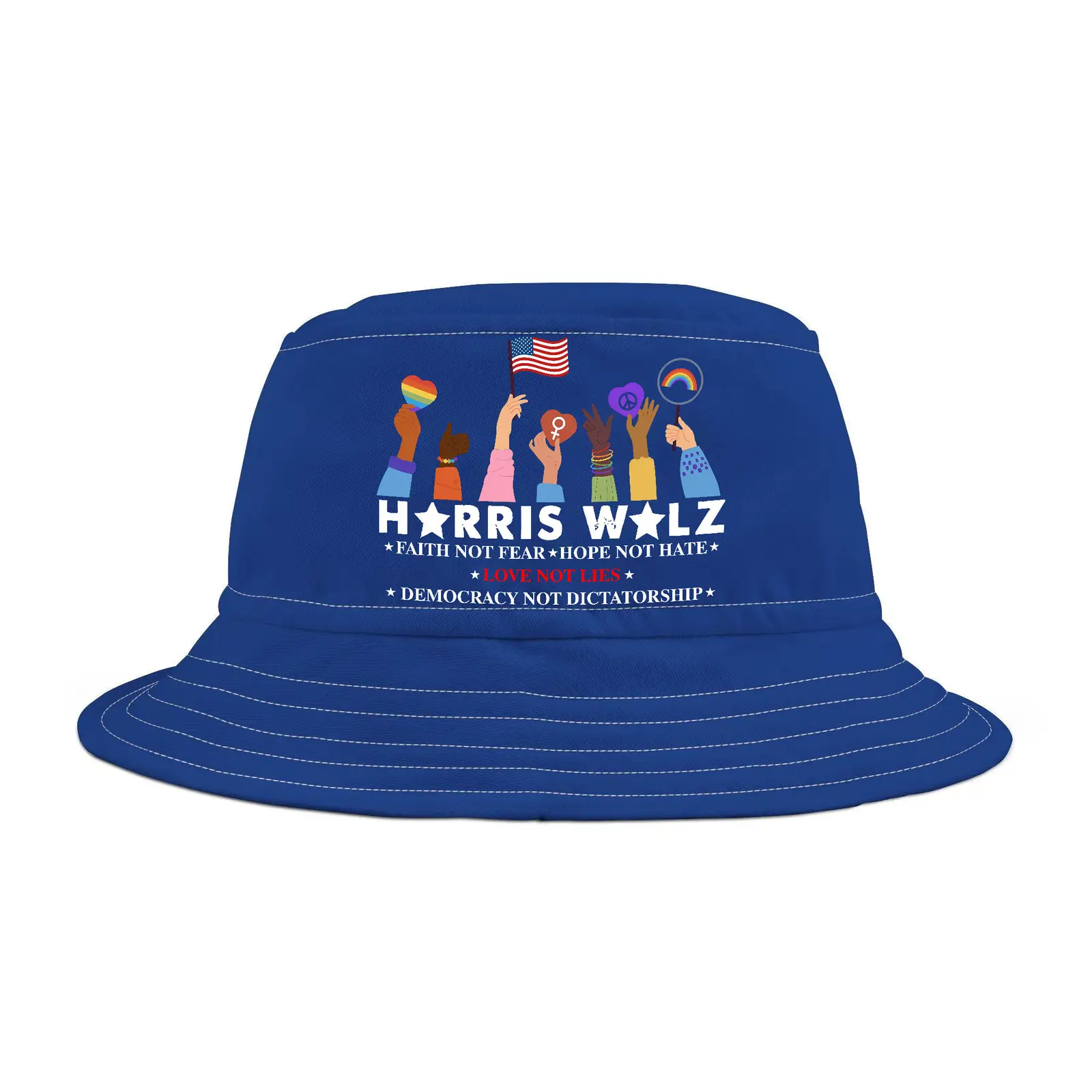 Harris Walz 2024 I Will Vote Faith not Fear Hope not Hate Bucket Hat Gifts For Democrats