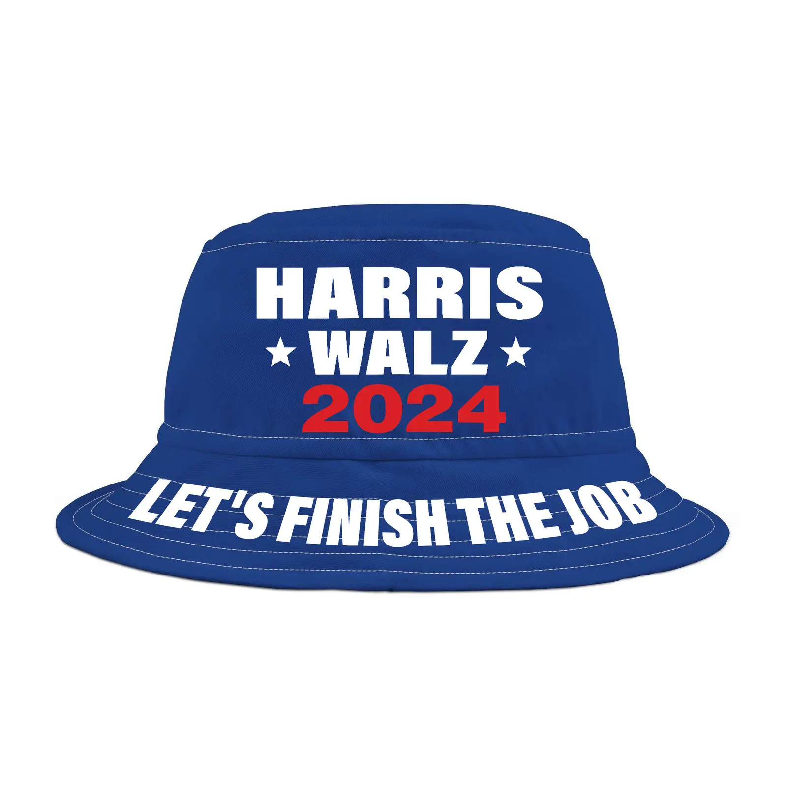 Harris Walz 2024 Let's Finish The Job Bucket Hat Vote Blue Gifts For Supporters