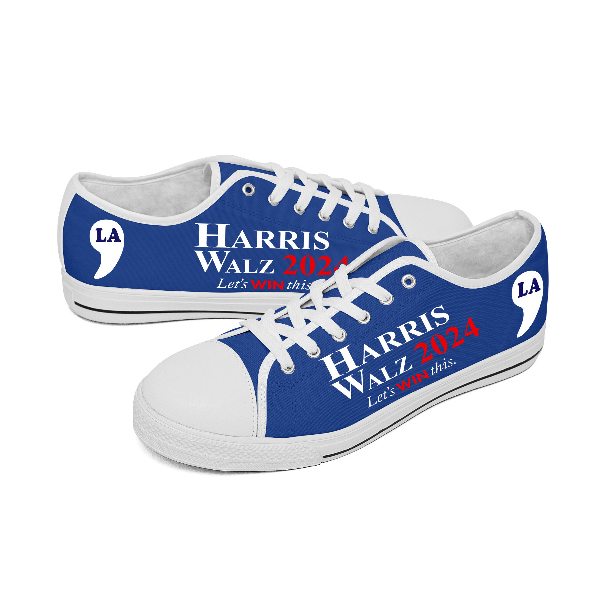 Harris Walz 2024 Let's Win This Low Top Shoes Comma La Shoes Gifts For Voters