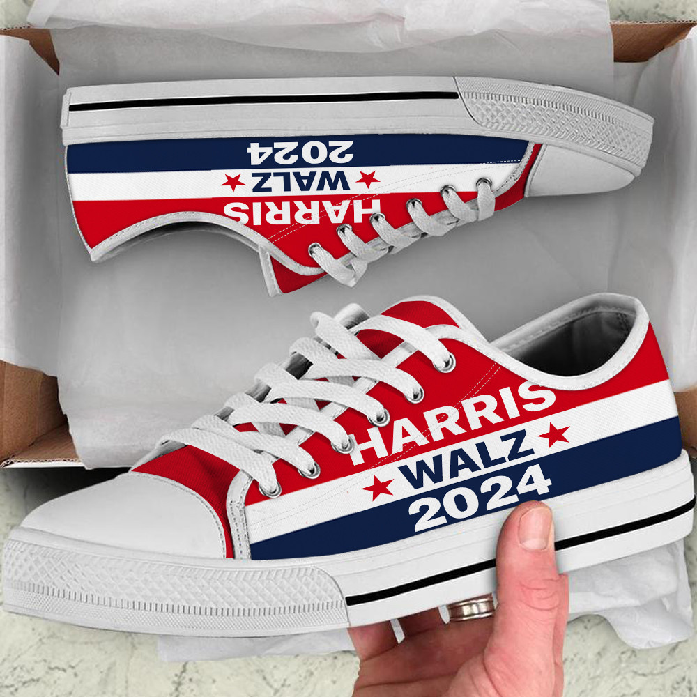 Harris Walz 2024 Low Top Shoes Vote Democracy Sneakers Harris Political Campaign Merch