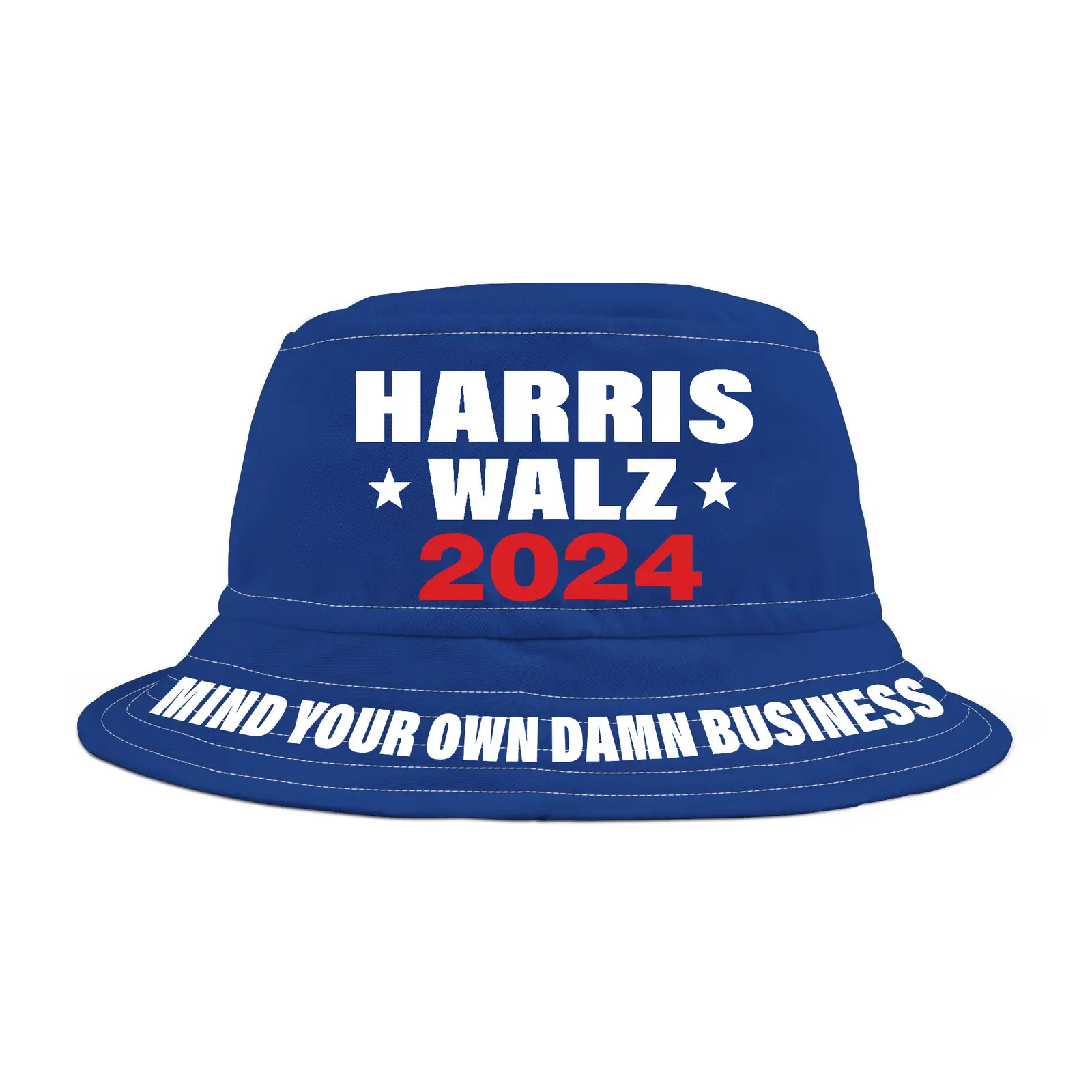 Harris Walz 2024 Mind Your Own Damn Business Bucket Hat Vote Blue Gifts For Supporters