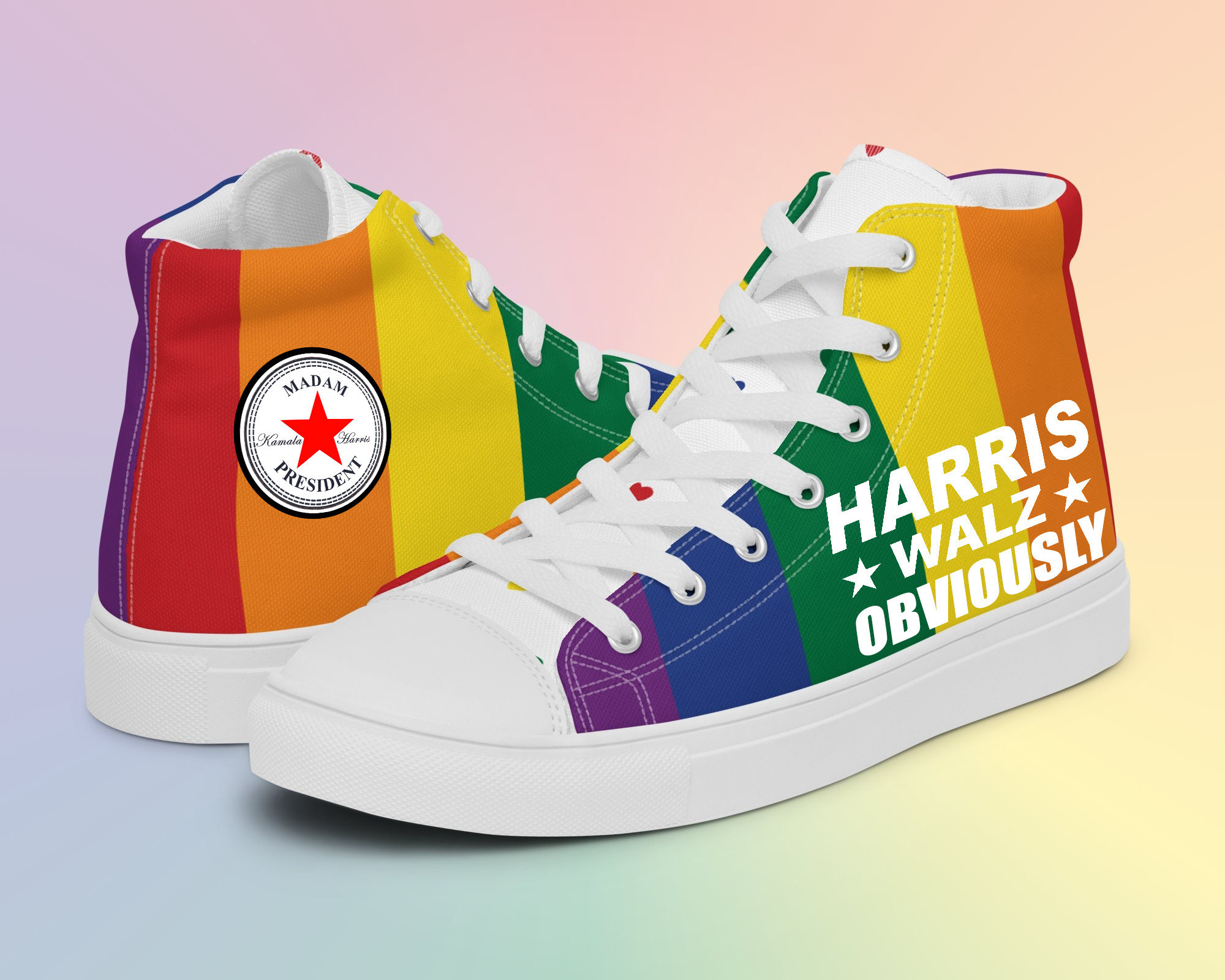 Harris Walz 2024 Obviously High Top Shoes Kamala Harris Campaign Patriotic Shoes