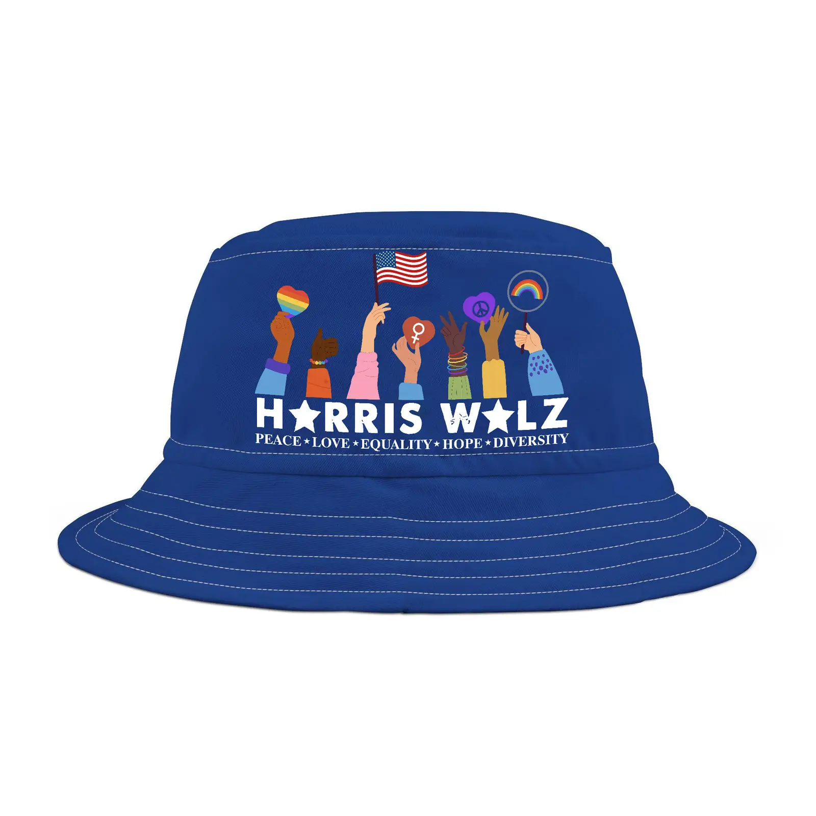 Harris Walz 2024 Peach Love Hope Bucket Hat Gifts For Democrats