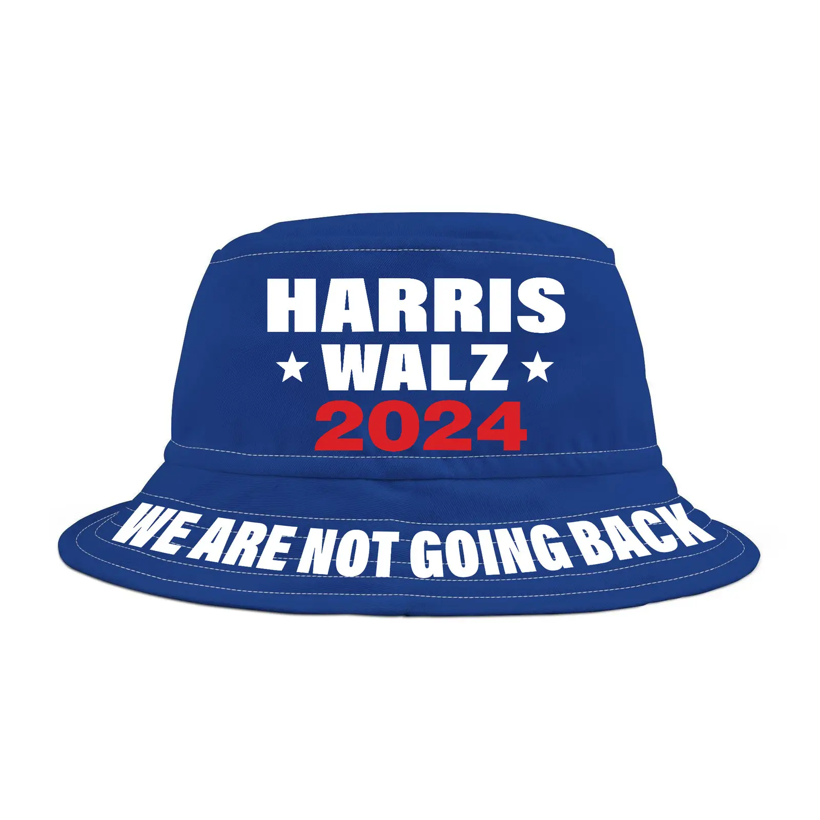 Harris Walz 2024 We Are Not Going Back Bucket Hat Vote Blue Gifts For Supporters