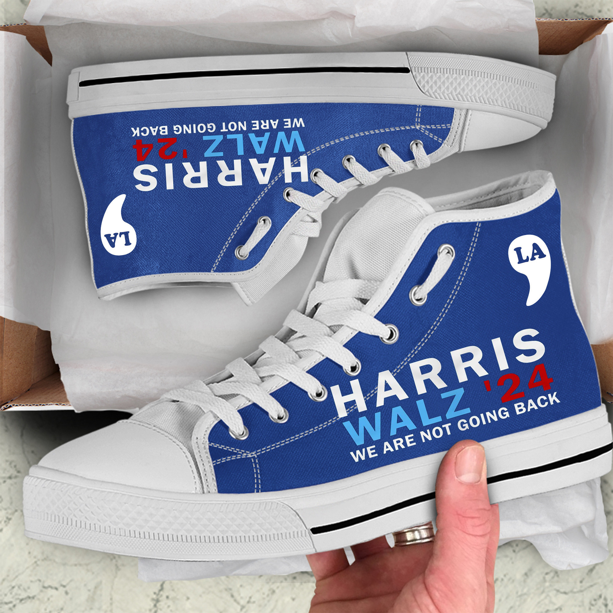 Harris Walz 2024 We Are Not Going Back High Top Shoes Comma La Shoes Gifts For Him Her