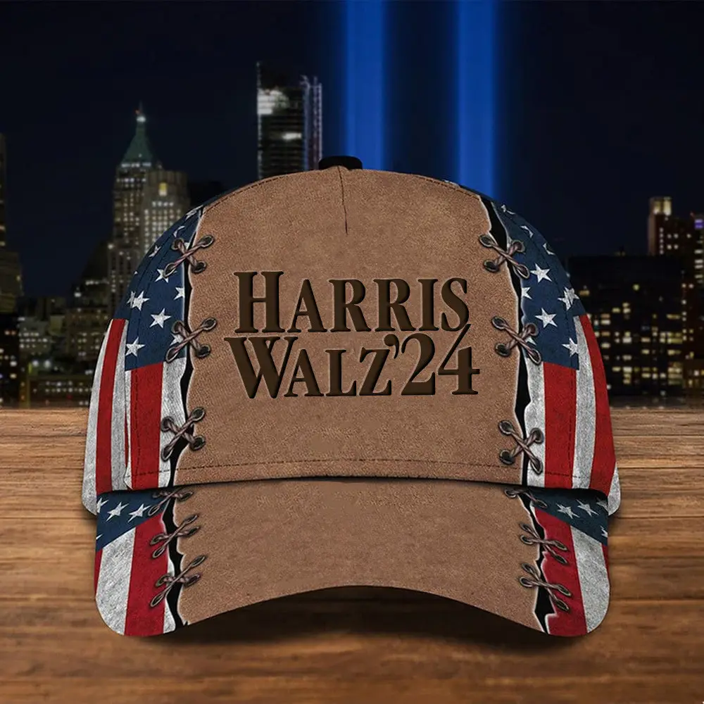 Harris Walz 24 American Flag Hat Harris Walz Merch Support Democrat President Campaign Cap