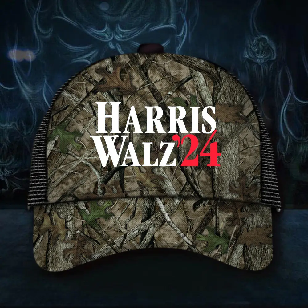 Harris Walz 24 Camo Hat Harris Walz Campaign Merch Support Democrat Patriot Cap