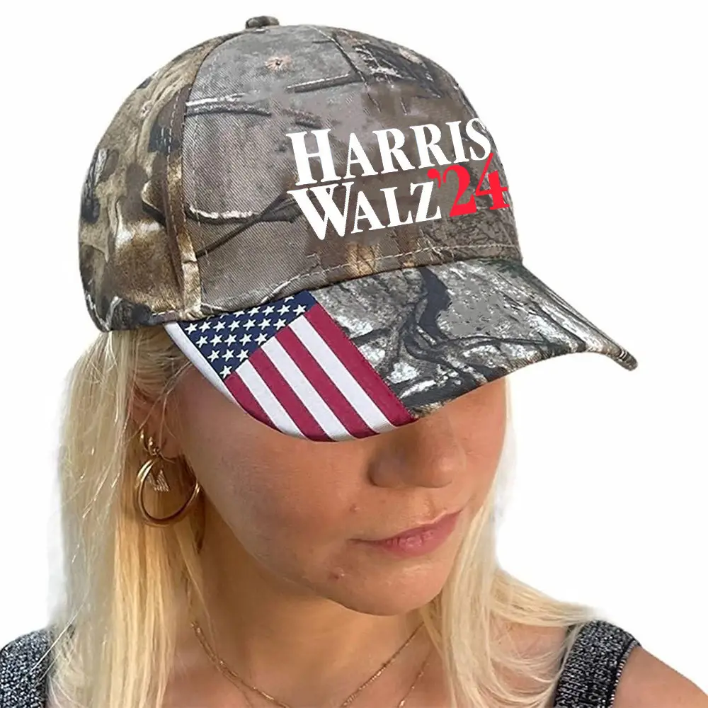 Harris Walz 24 Camo Hat Harris Walz Campaign Merch Support Democrat Patriotic Hat