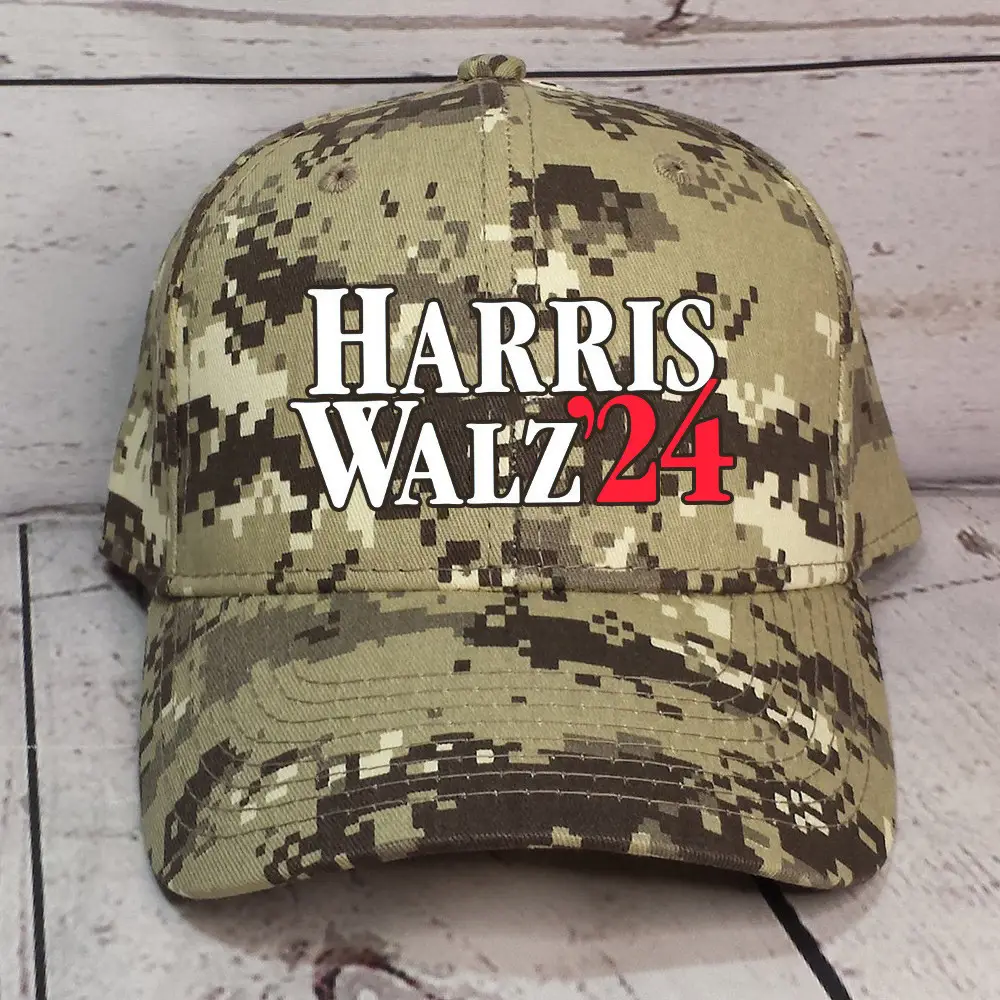 Harris Walz 24 Camo Hat Harris Walz Campaign Merch Support Democrat President-Elect Cap Gifts