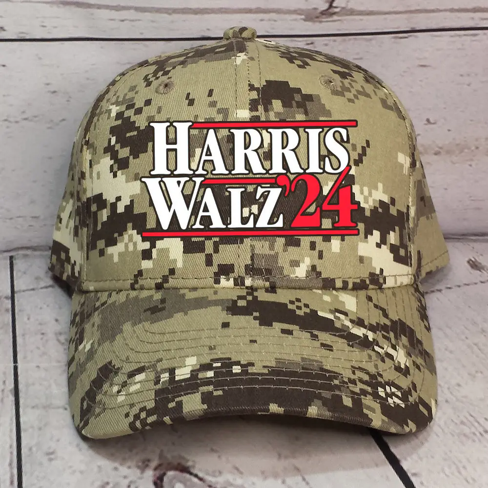 Harris Walz 24 Camo Hat Kamala Merch President Campaign Hat Gifts For Dad