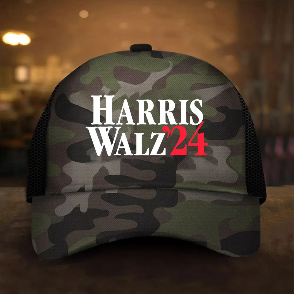 Harris Walz 24 Camo Hat Support Democrat President Campaign Hat Harris Walz Store