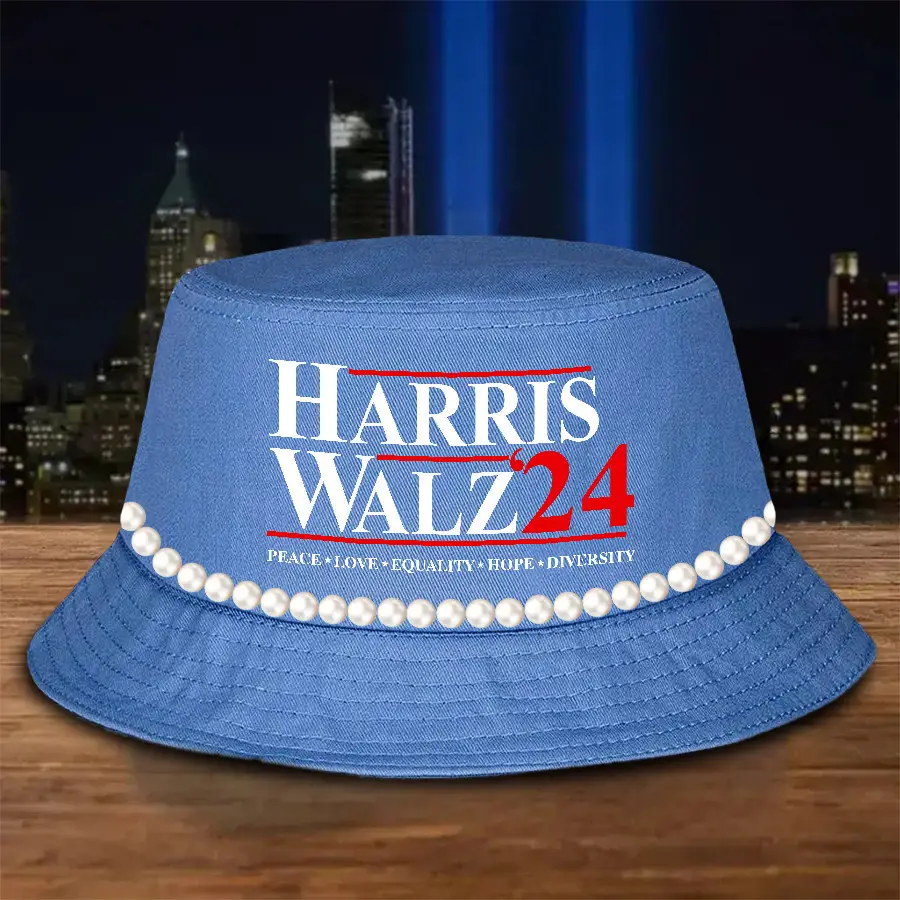 Harris Walz 24 Peace Love Equality Hope Diversity Bucket Hat Harris Walz Campaign 2024 Election Hat Gifts