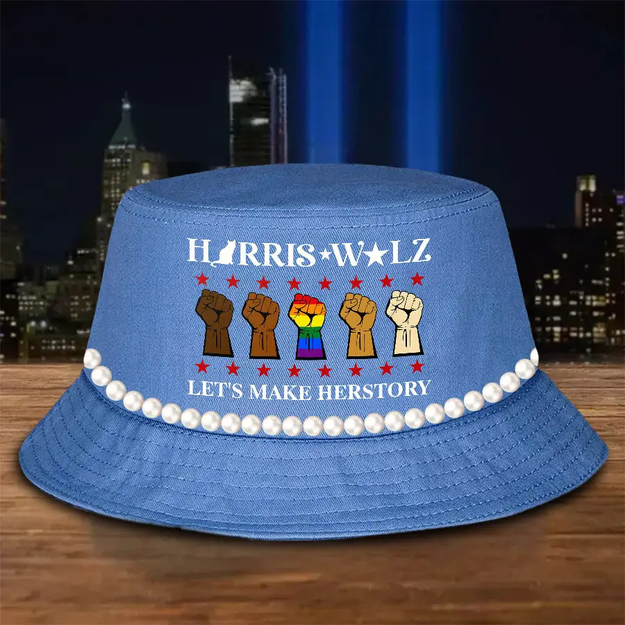 Harris Walz Bucket Hat Let's Make Herstory Kamala Harris For President Supporter Hat Gifts For Her