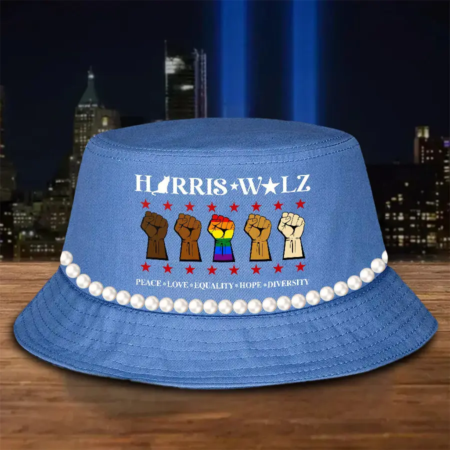 Harris Walz Bucket Hat Peace Love Equality Hope Diversity Kamala Harris For President Supporter Hat Gifts For Her