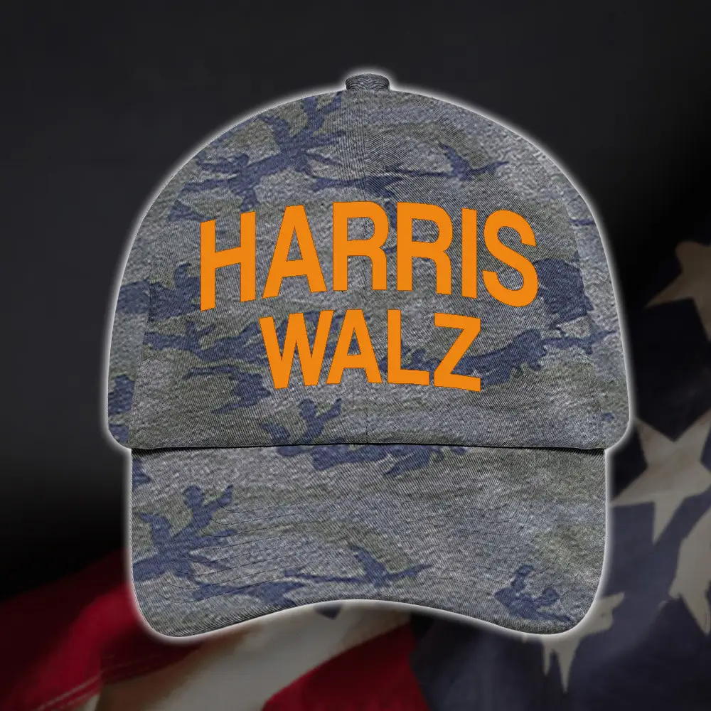 Harris Walz Camo Hat Harris For President Walz For VP Democrat Hat Gifts For Daddy