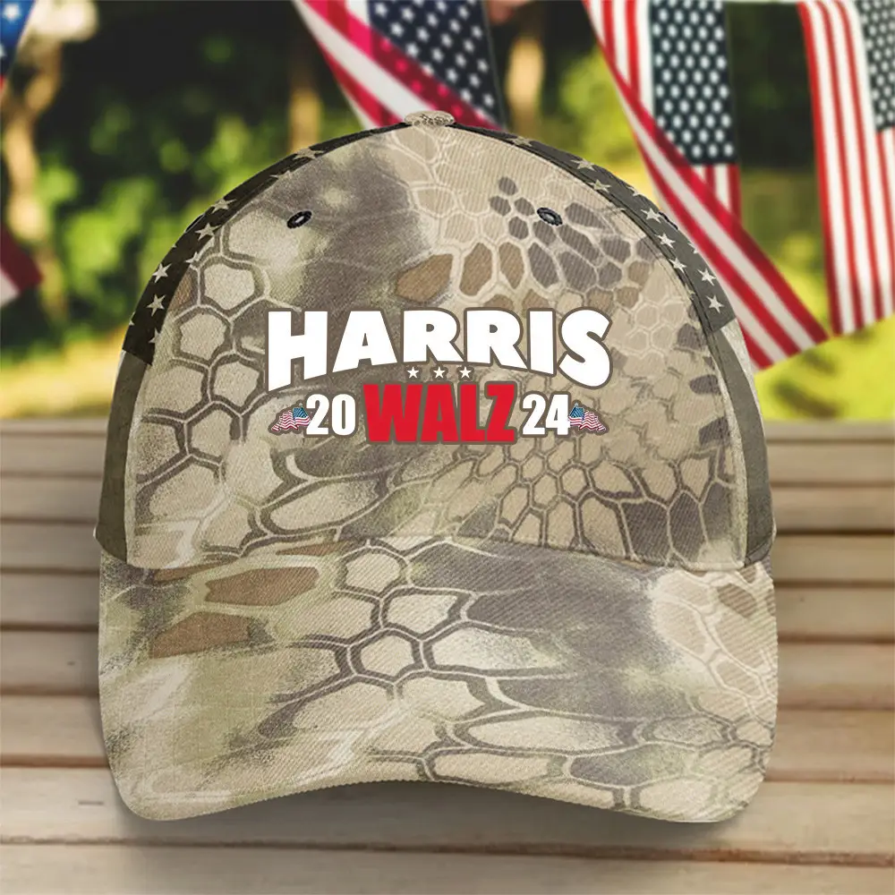 Harris Walz Camo Hat Kamala Harris For President 2024 Democrat Hat Gifts For Dad