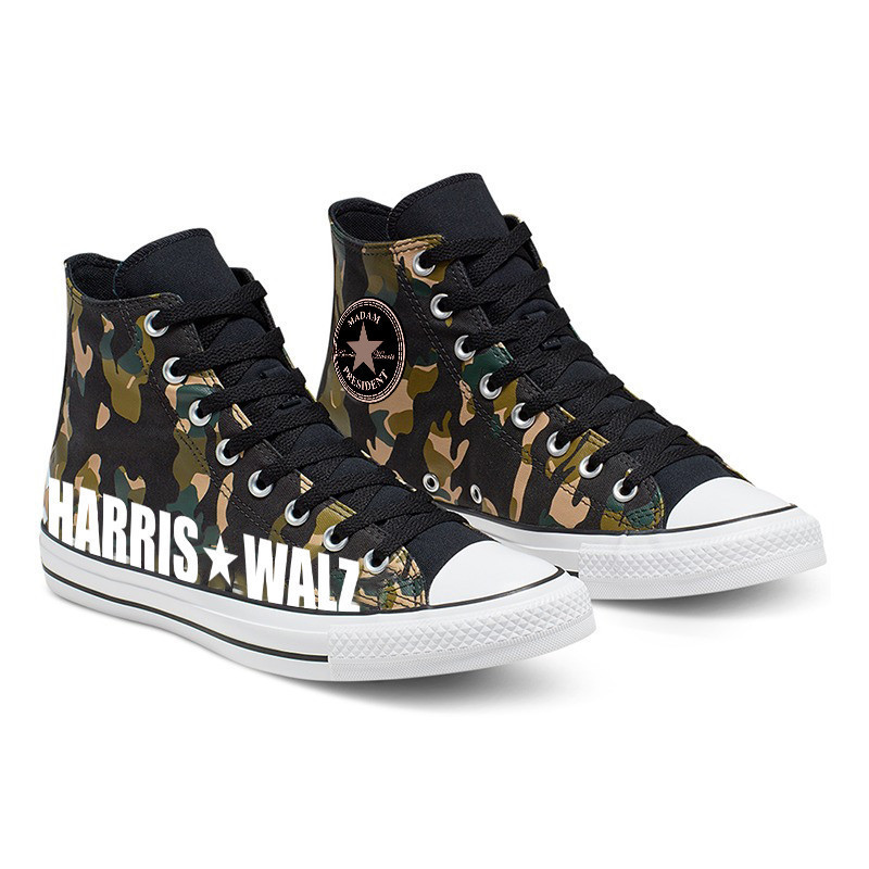 Harris Walz Camo High Top Shoes Kamala Harris 2024 Supporter Shoes Gifts For Men Women