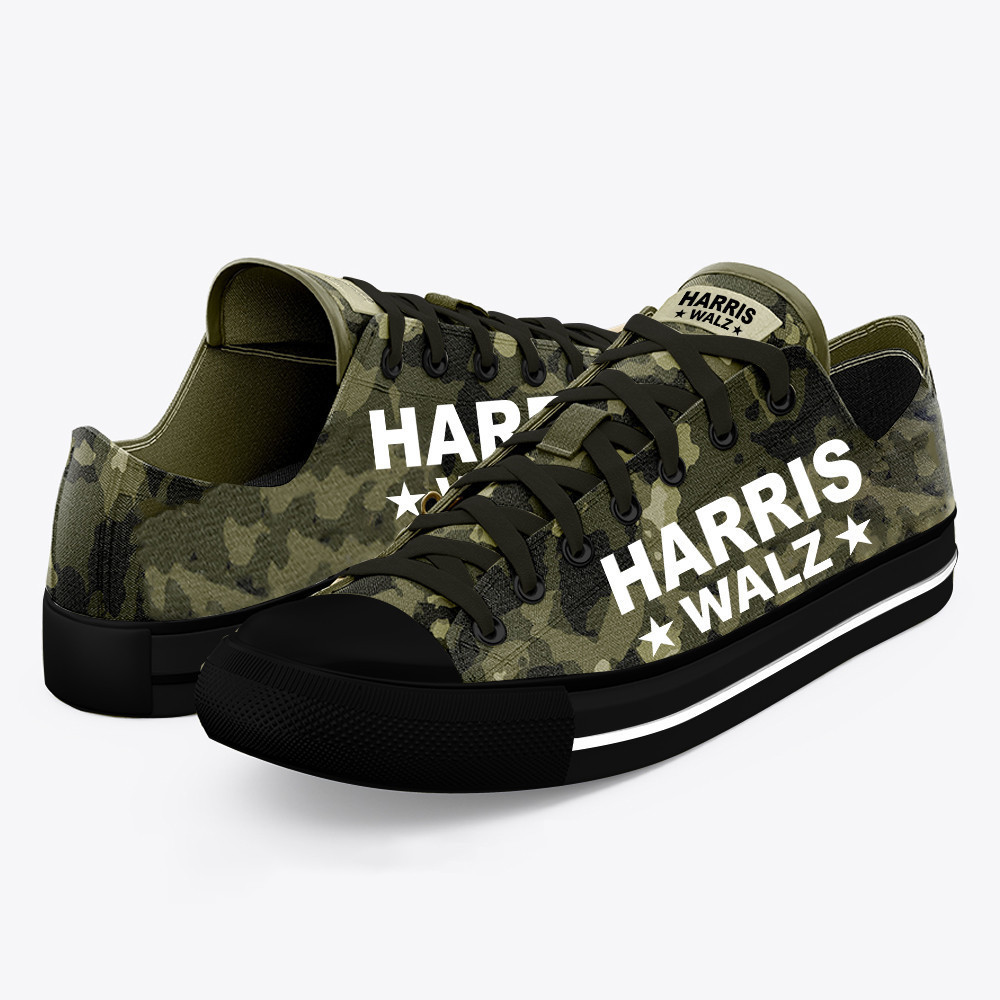 Harris Walz Camo Low Top Shoes I'm With Her Democrat Shoes Harris Walz Merch