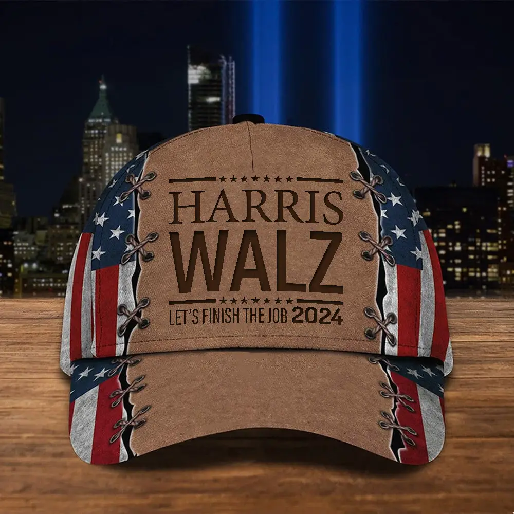 Harris Walz Let's Finish The Job 2024 Hat American Flag Vote For Harris Walz 2024 Hat