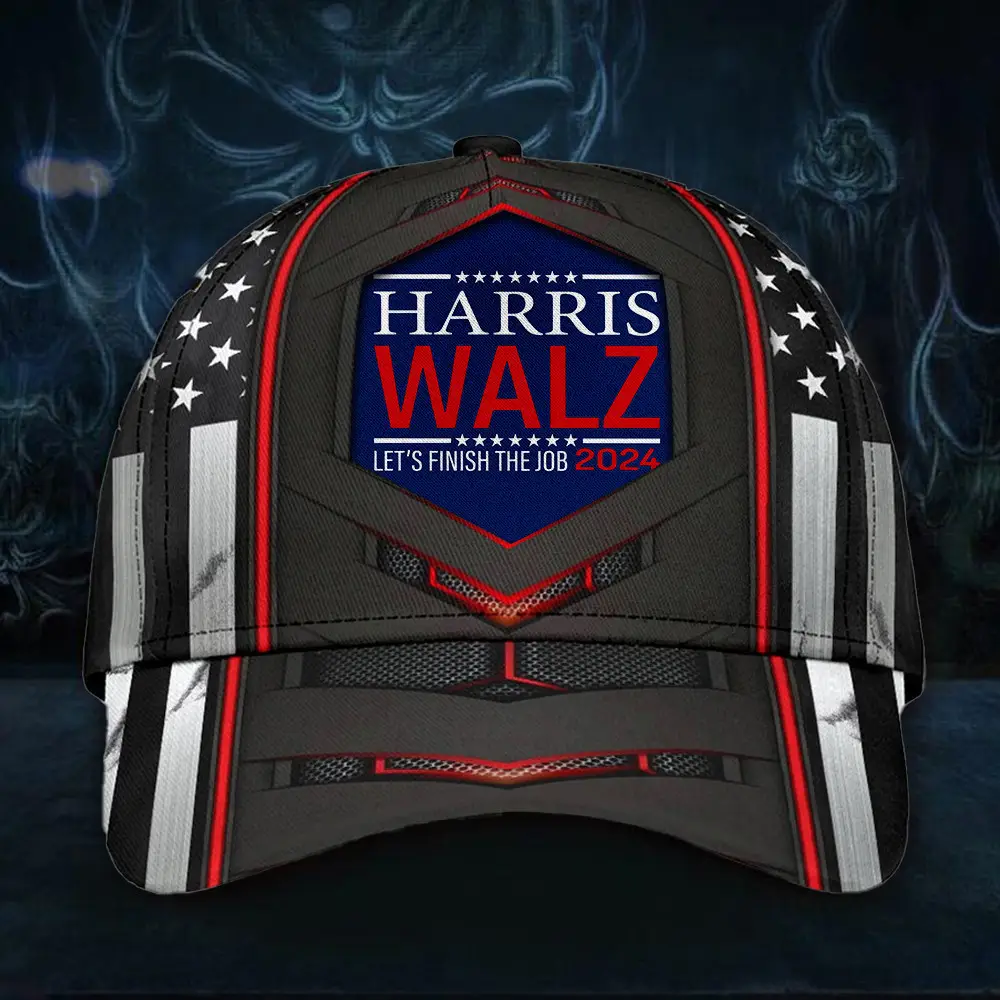Harris Walz Let's Finish The Job 2024 Hat Vote For Harris Walz 2024 Hat American Flag Cap