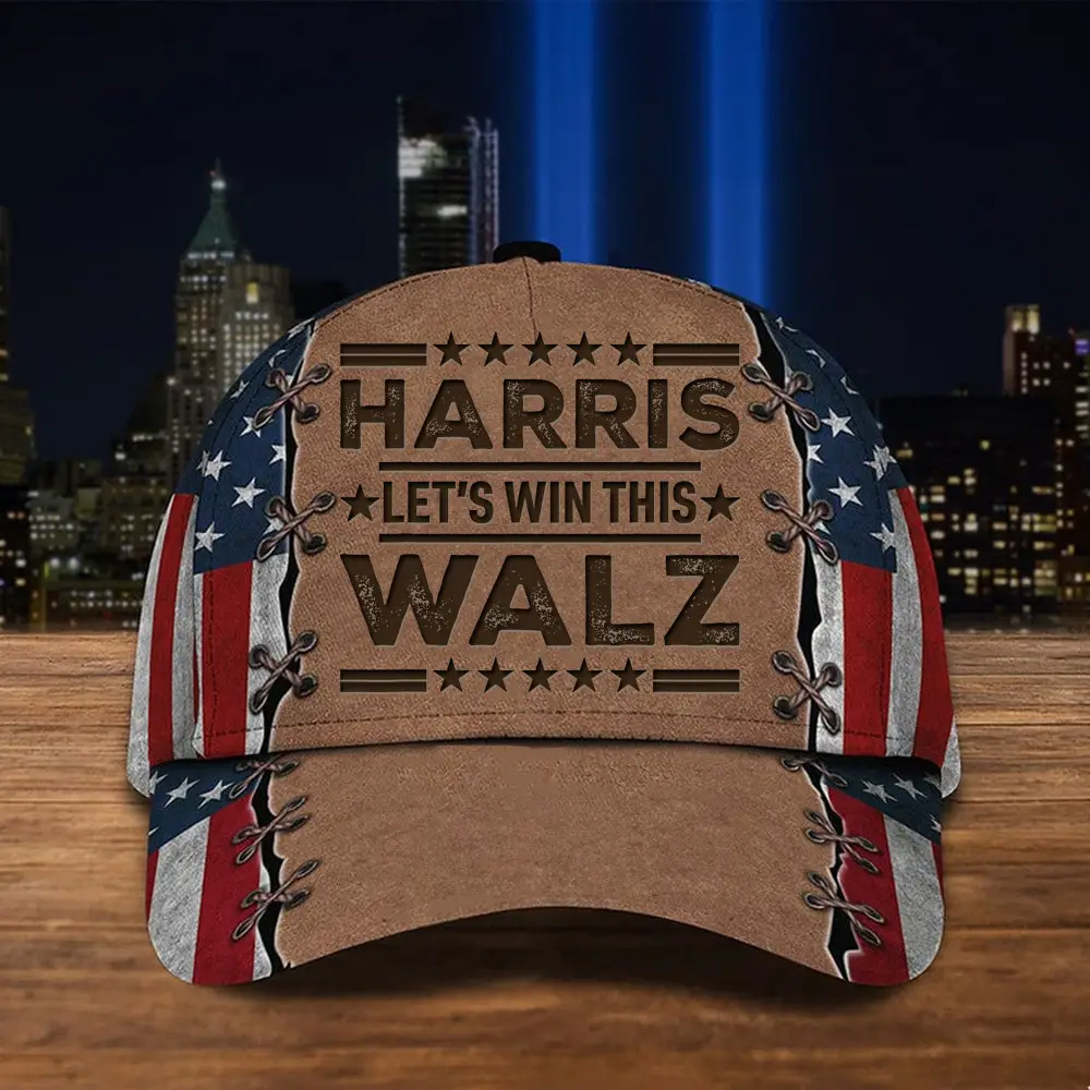 Harris Walz Let's Win This Hat Harris Walz 2024 Vintage Cap MAGA American Flag Hat Gifts