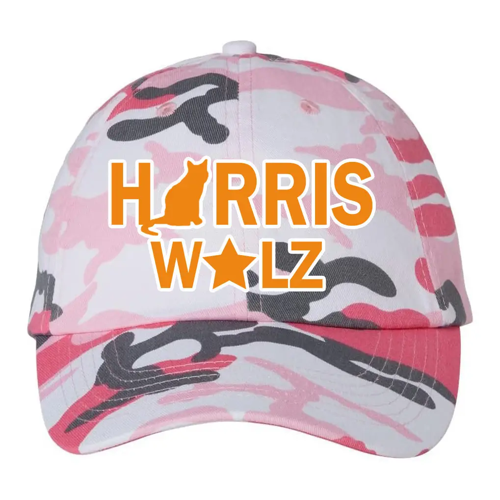Harris Walz Pink Camo Hat Harris Walz 2024 Political Campaign Merch Harris Walz Pink Camo Hat Harris Walz 2024 Political Campaign Merch - Image 1