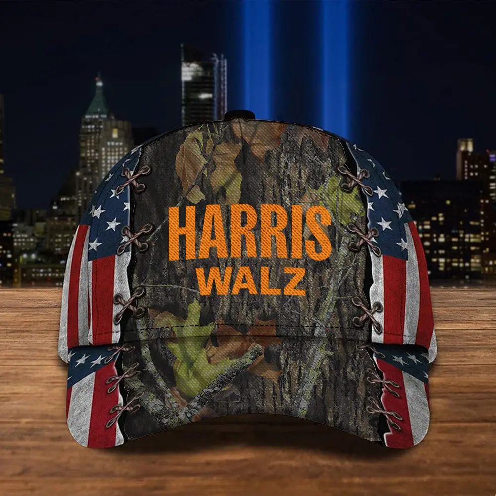 Harris-Walz Printed Camo Hat Support For Harris Walz 2024 American Flag Hat Gifts