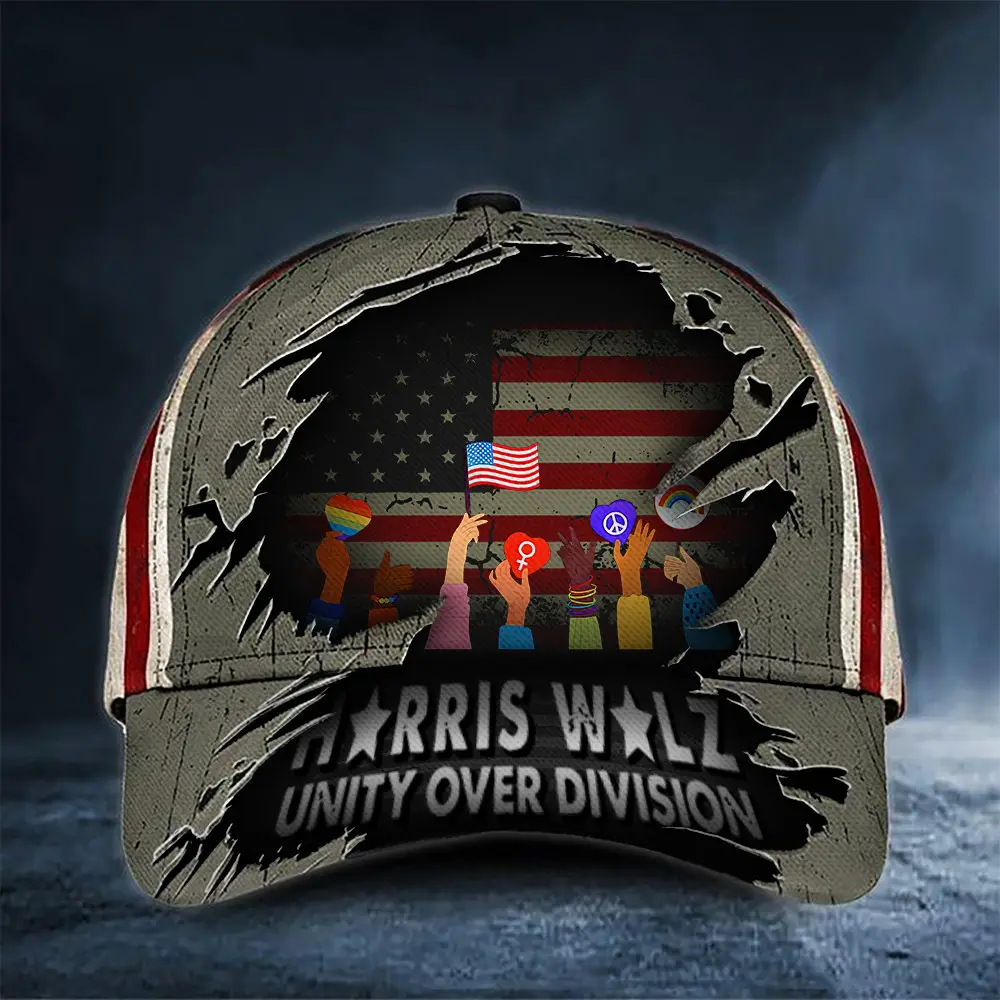 Harris Walz Unity Over Division LGBTQ Gay Pride Hat Vote For Harris Walz 2024 Political Cap Harris Walz Unity Over Division LGBTQ Gay Pride Hat Vote For Harris Walz 2024 Political Cap - Image 1
