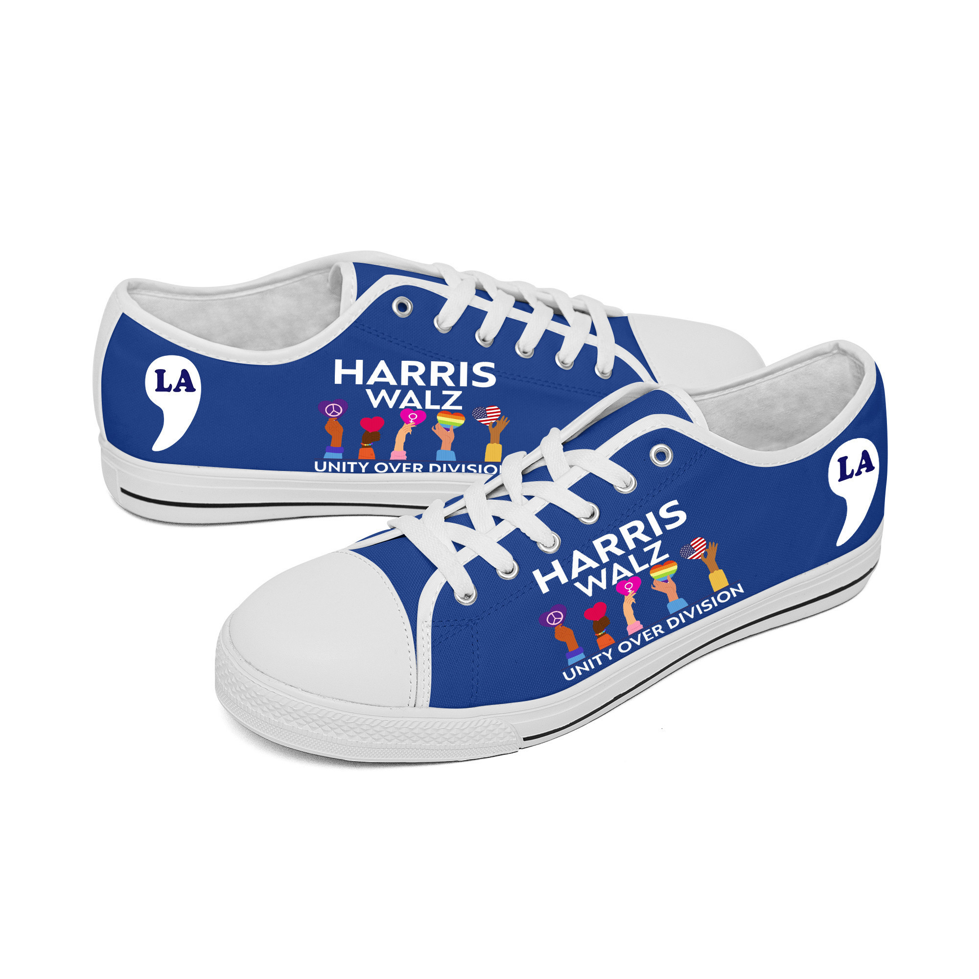 Harris Walz Unity Over Division Low Top Shoes Comma La Shoes Gifts For Democrats Harris Walz Unity Over Division Low Top Shoes Comma La Shoes Gifts For Democrats - Image 1