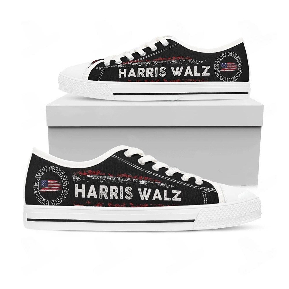 Harris Walz We'Re Not Going Back Low Top Shoes Harris Walz Campaign Merch Political Shoes