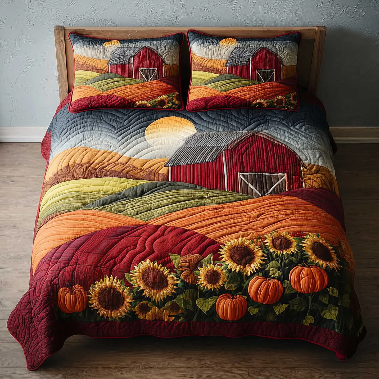 Harvest Farmhouse Quilted Bedding Set Duvet Bed Set Great Gifts For Farmers Harvest Farmhouse Quilted Bedding Set Duvet Bed Set Great Gifts For Farmers - Image 1