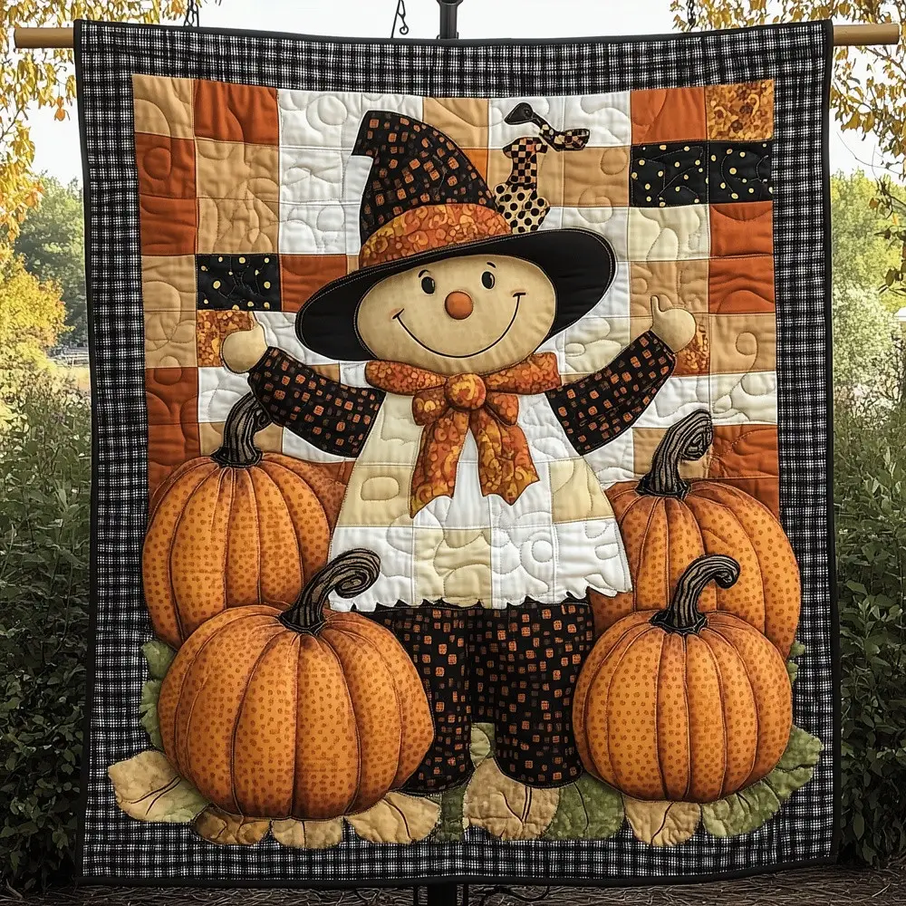 Harvest Scarecrow Pumpkin Quilted Blanket Fall Halloween Patchwork Throw Best Gift For Fall Lovers Harvest Scarecrow Pumpkin Quilted Blanket Fall Halloween Patchwork Throw Best Gift For Fall Lovers - Image 1