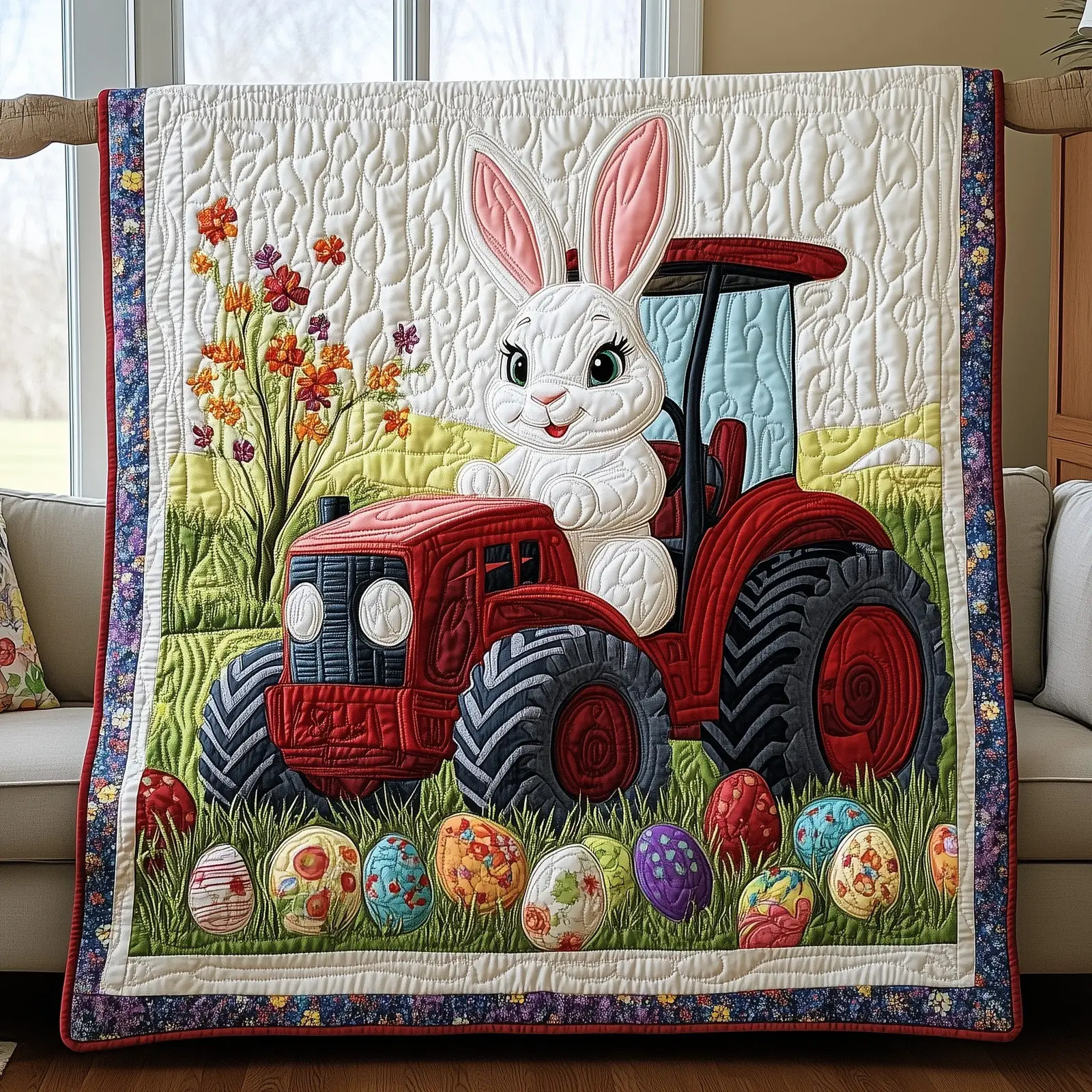 Harvesting Hope Quilted Blanket Holiday Bed Room Decoration Gifts Ideas Bunny For Men
