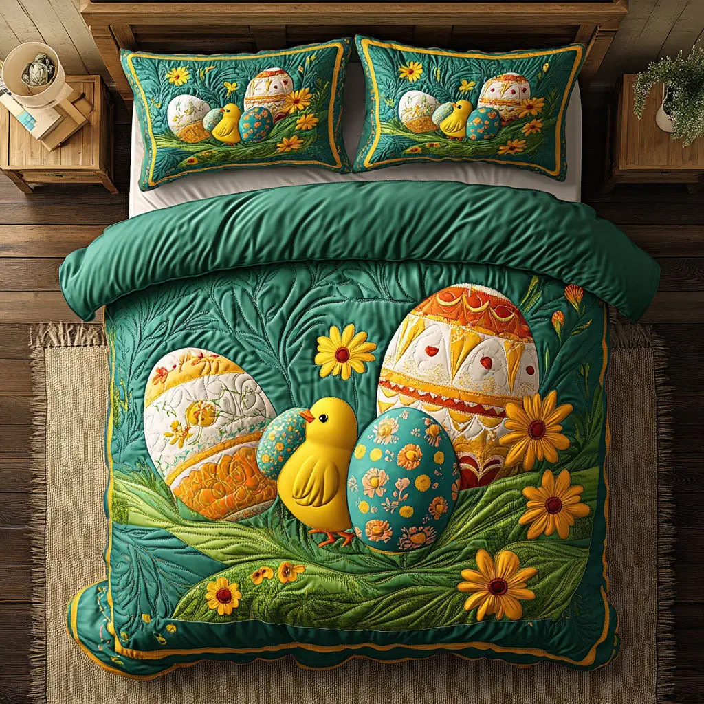 Hatchling�S Easter Paradise Quilted Bedding Set Holiday Bedroom Decorations Gifts For Dad