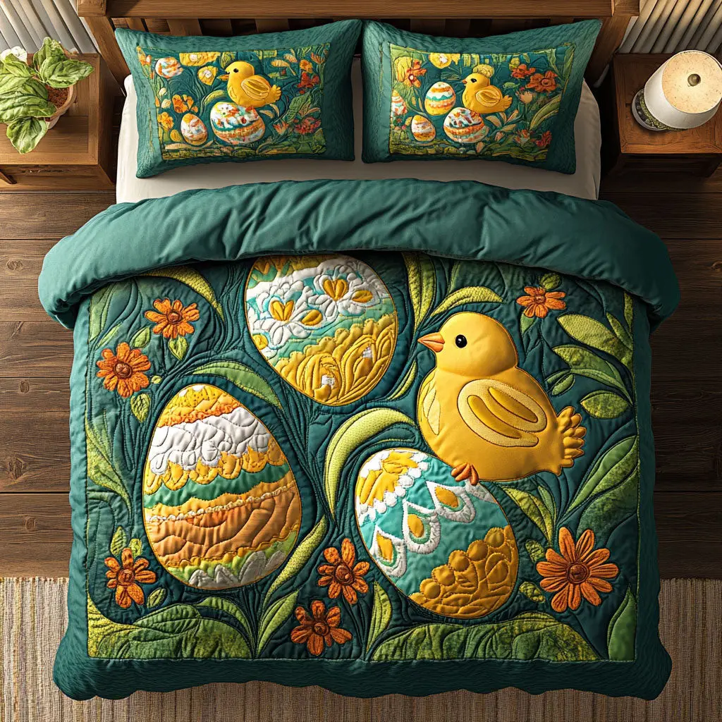 Hatchling�S Easter Paradise Quilted Bedding Set Holiday Bedroom Decorations Gifts For Her