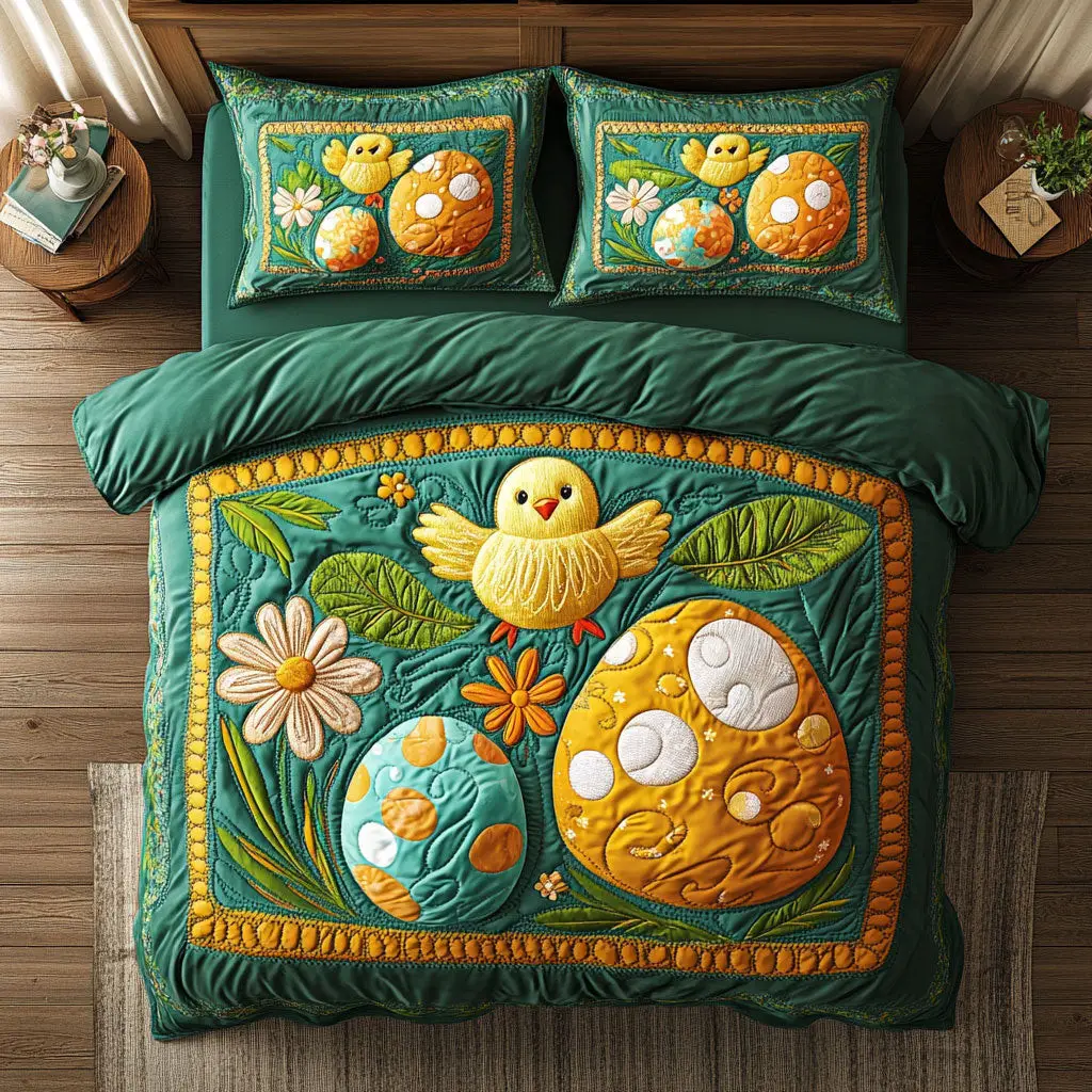 Hatchling�S Easter Paradise Quilted Bedding Set Holiday Bedroom Decorations Gifts For Him