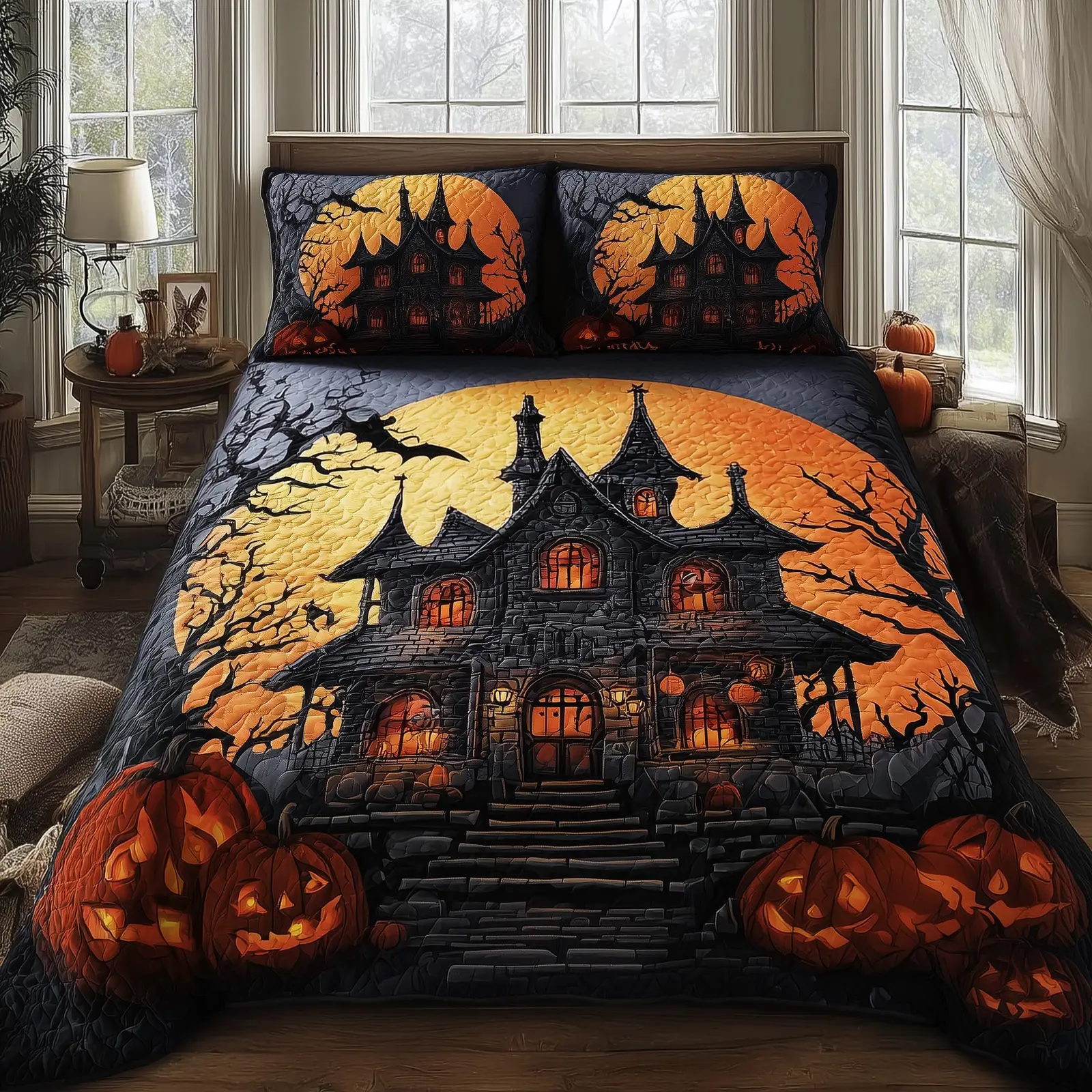 Haunted Manor Quilted Bedding Set Relaxing Sleep