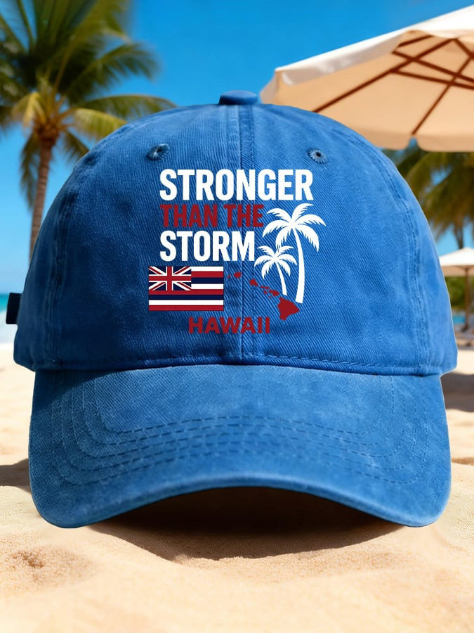 Hawaii Stronger Than The Storm Print Baseball Cap Hawaii Strong Merch
