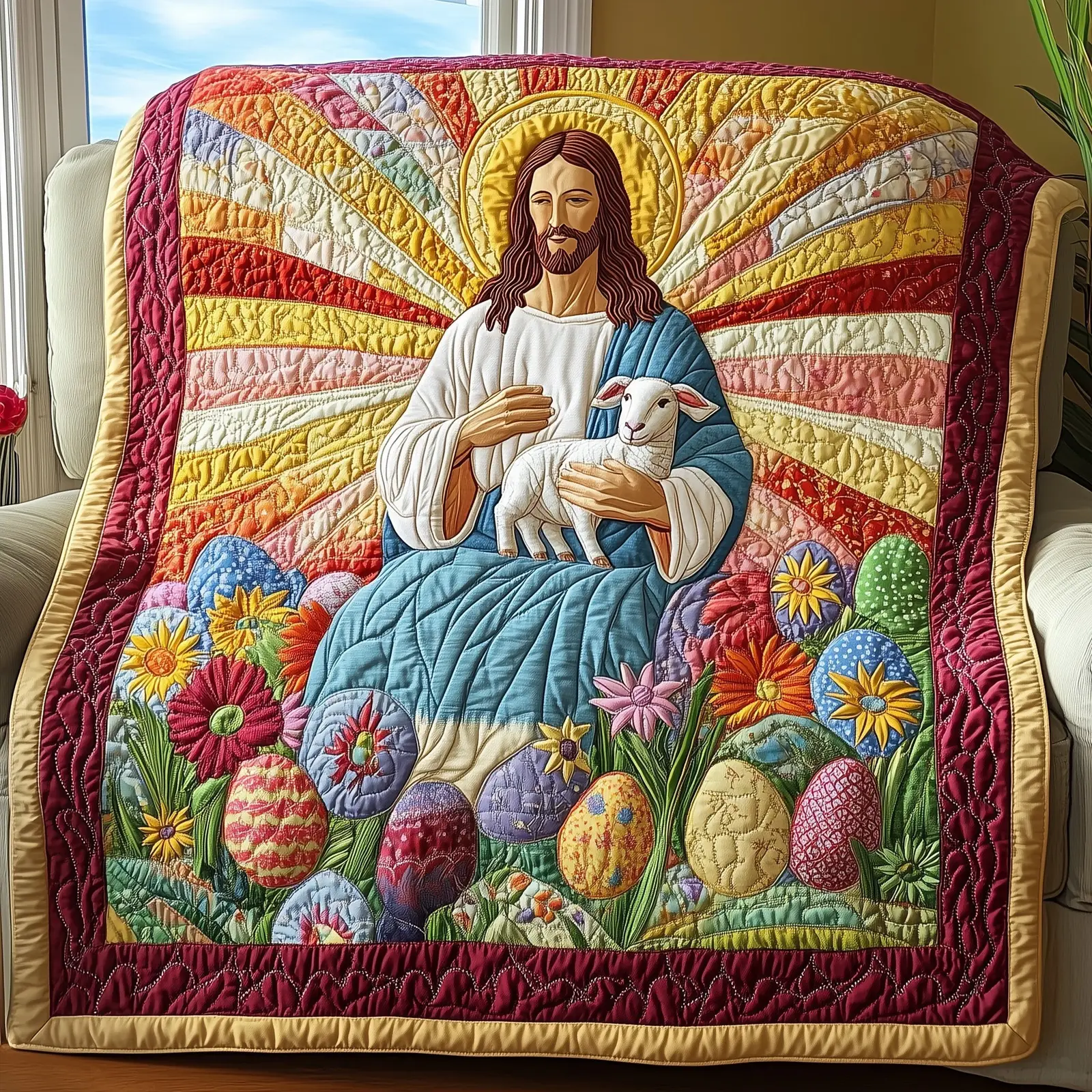 He Is Risen Quilted Blanket Holiday Bedroom Decoration Rabbit Gifts For Friends