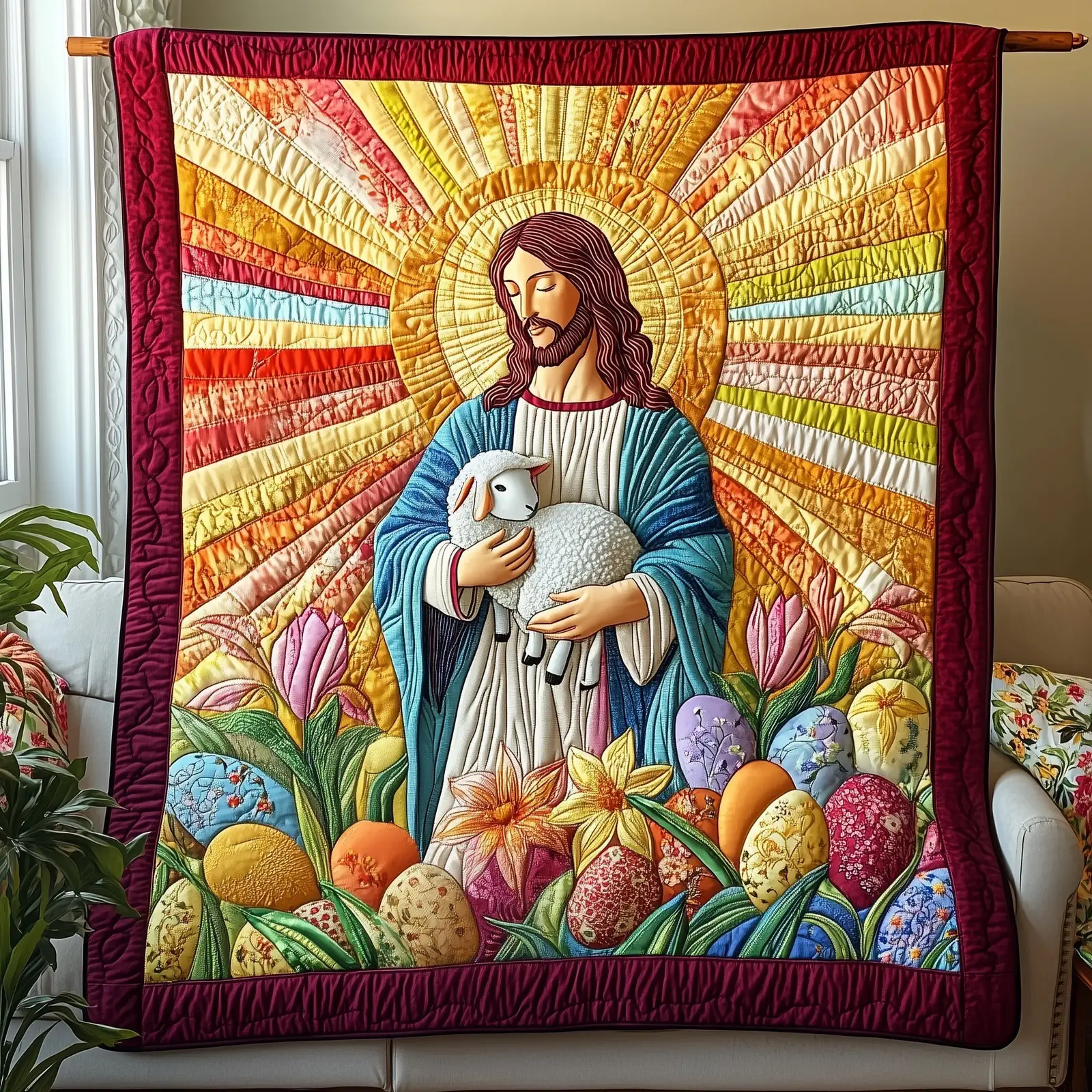 He Is Risen Quilted Blanket Holiday Bedroom Decoration Unique Gift For Him