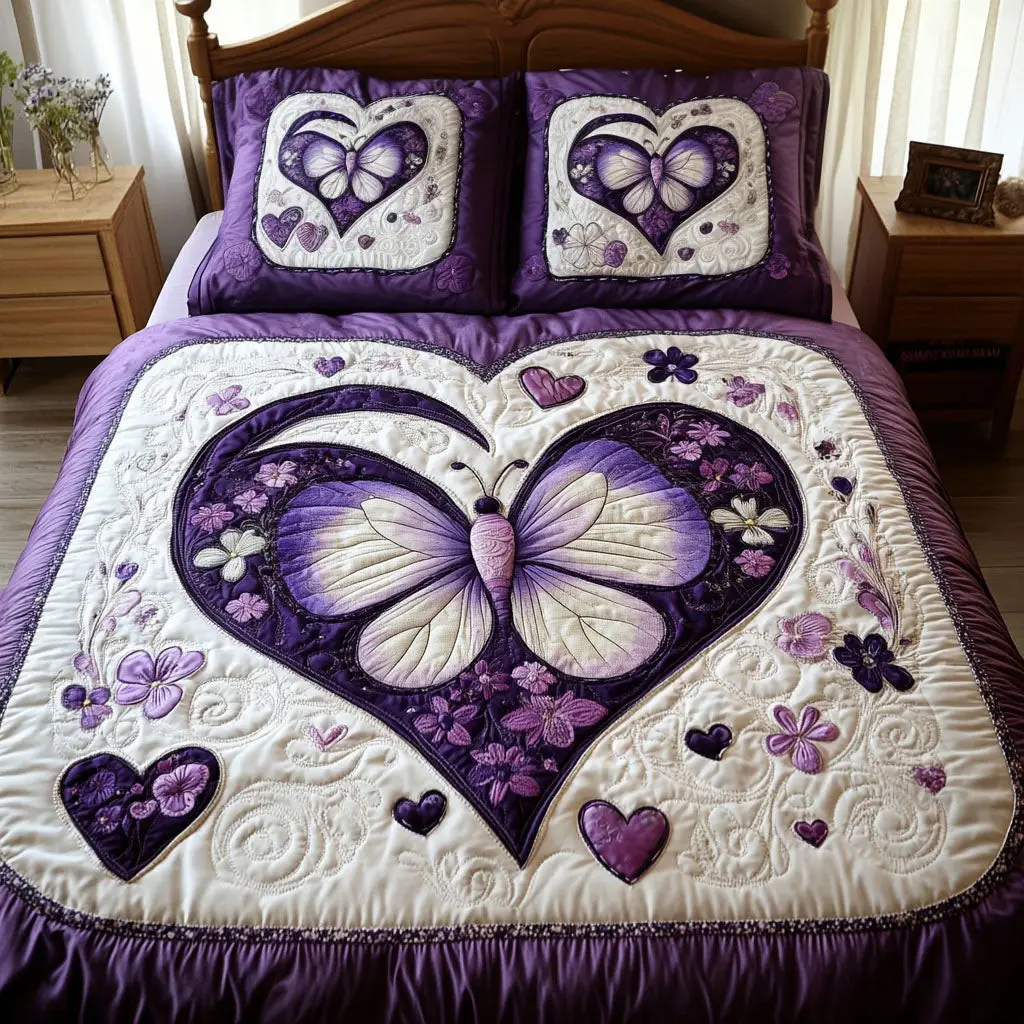 Heart A Love That Blooms Quilted Bedding Set Gifts For Cousins For Valentine Day