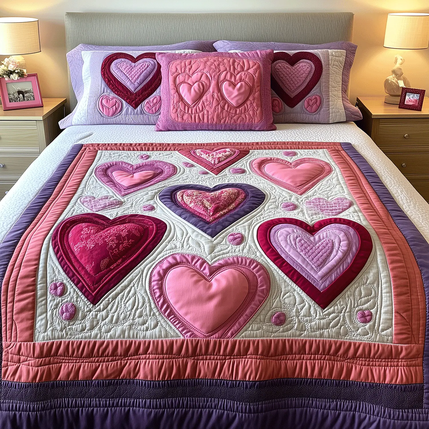 Heart Bloom Quilted Bedding Set Family Gift Exchange Ideas For Valentine Day