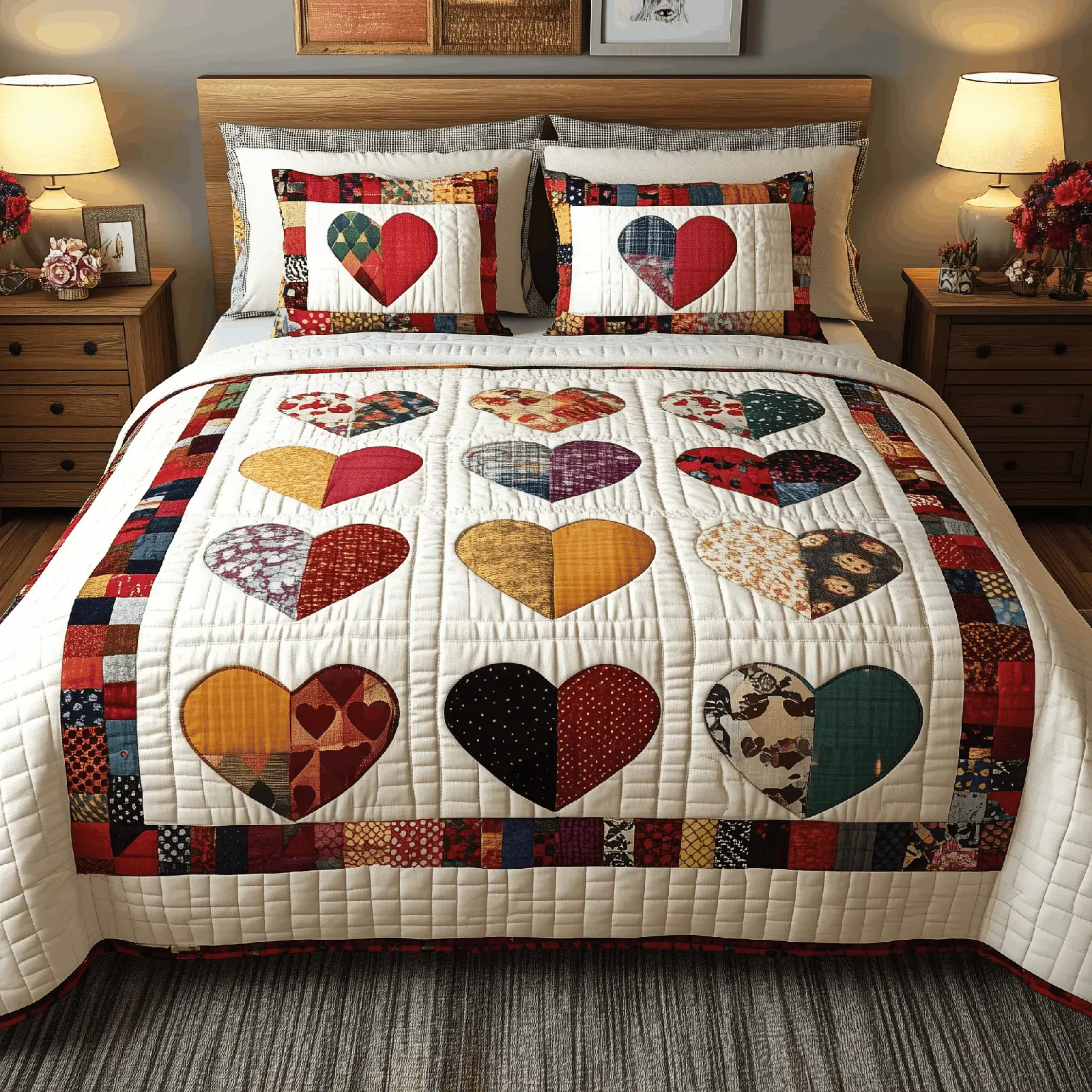 Heart By Heart Quilted Bedding Set Bedroom Decor Ideas Valentine Gift For Wife