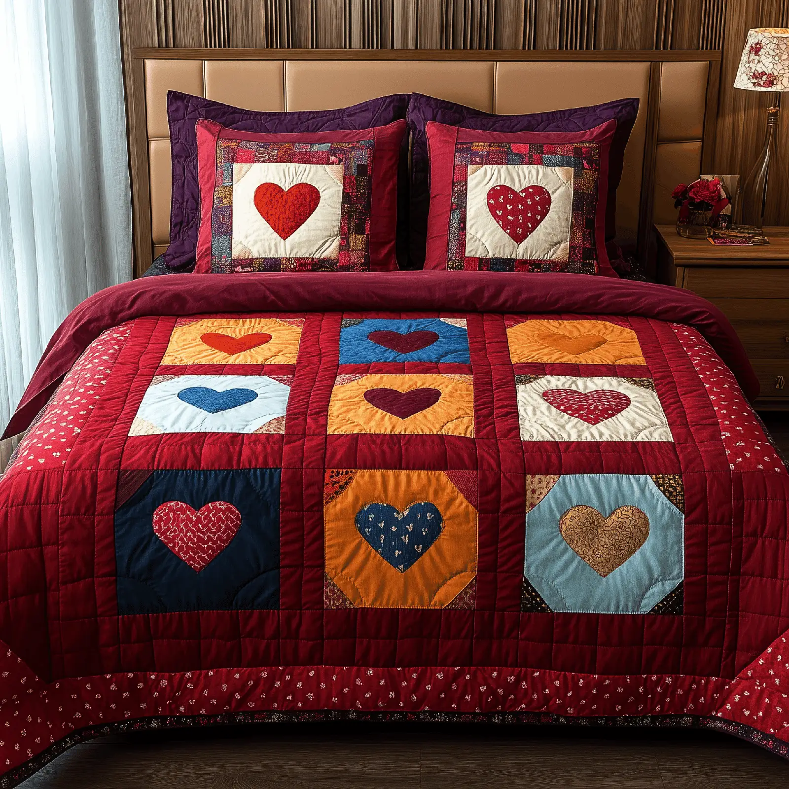 Heart By Heart Quilted Bedding Set Bedroom Decorations Valentine Gift For Wife
