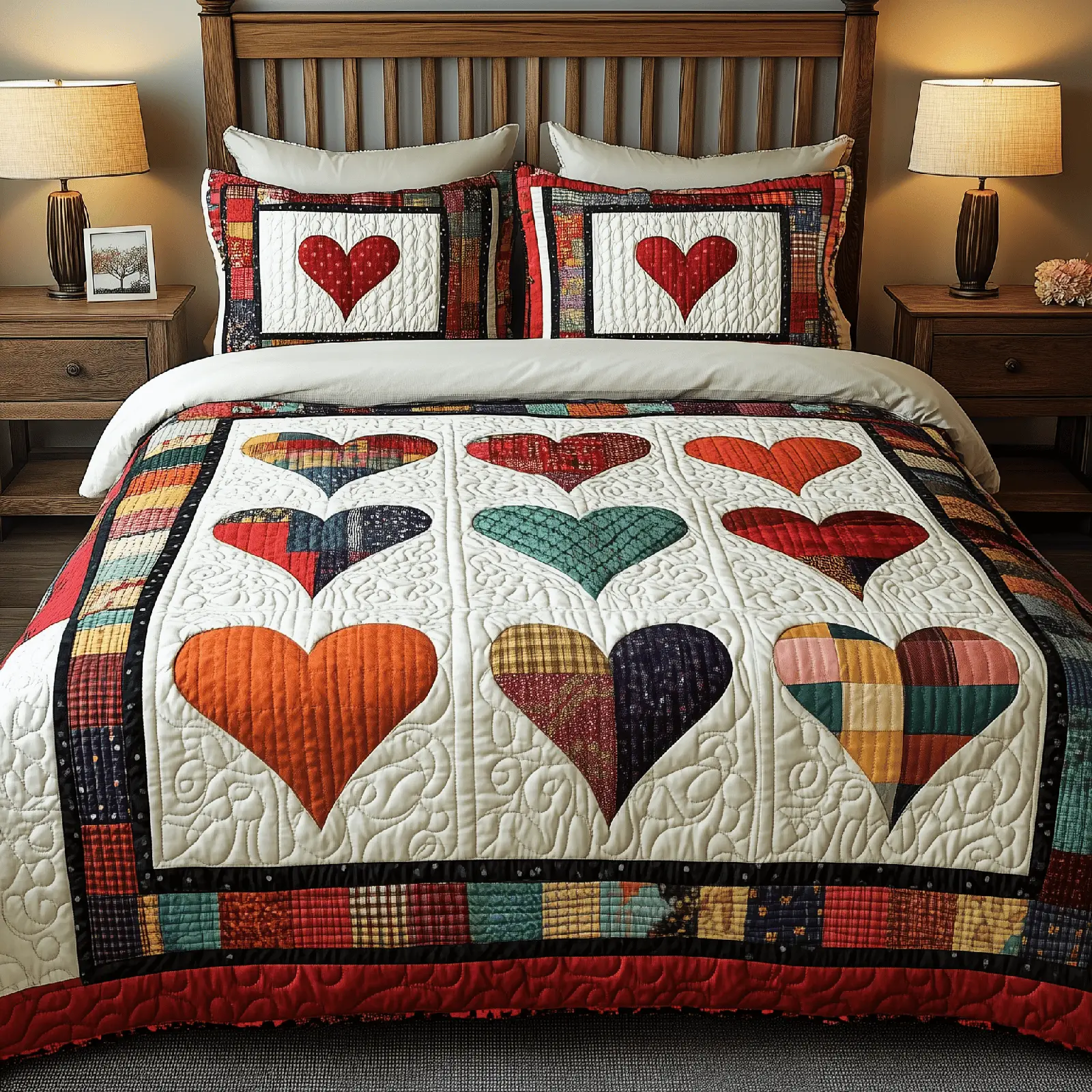 Heart By Heart Quilted Bedding Set Modern Home Decor Valentine's Day Gifts Idea