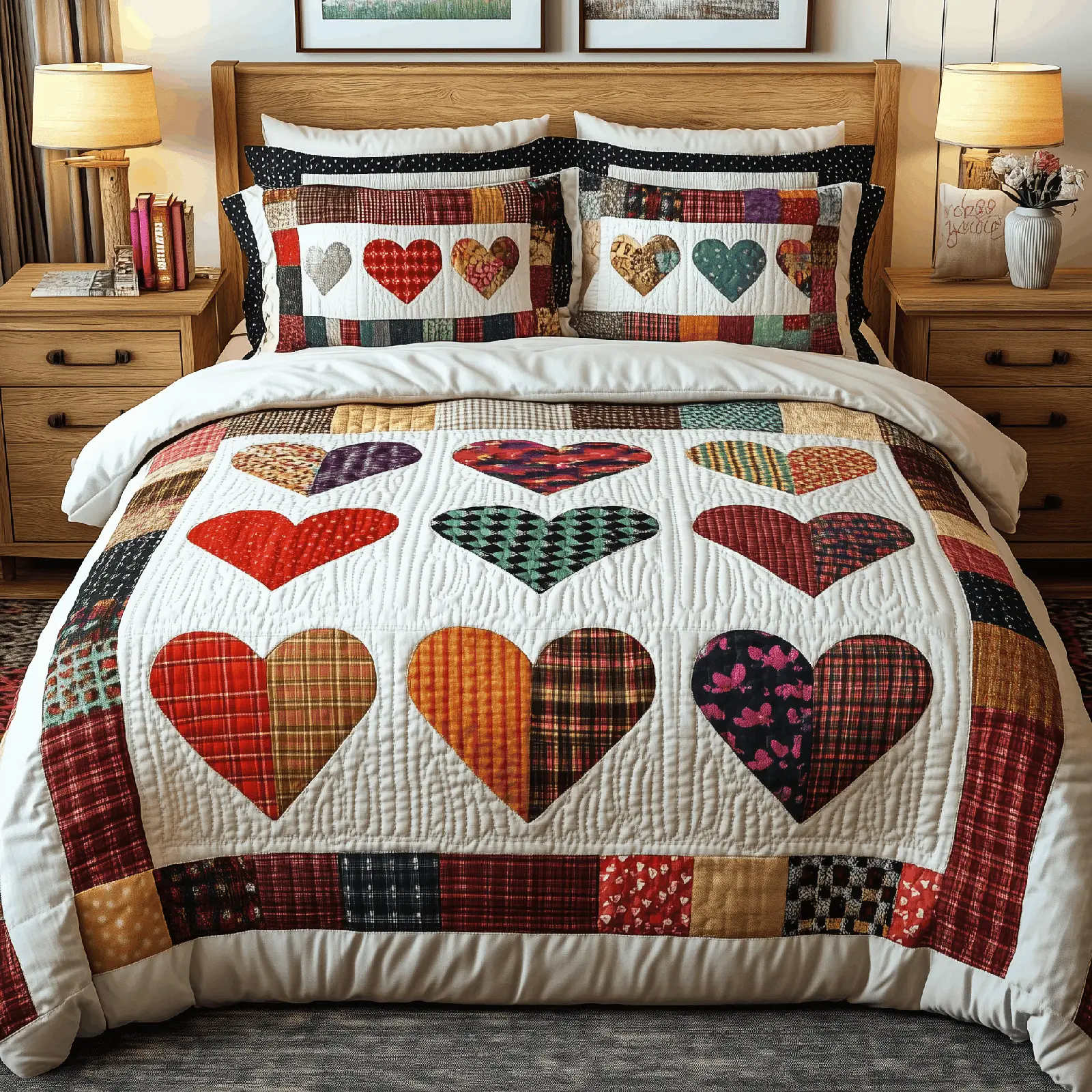 Heart By Heart Quilted Bedding Set Modern Home Decor Valentine's Day Gifts Idea