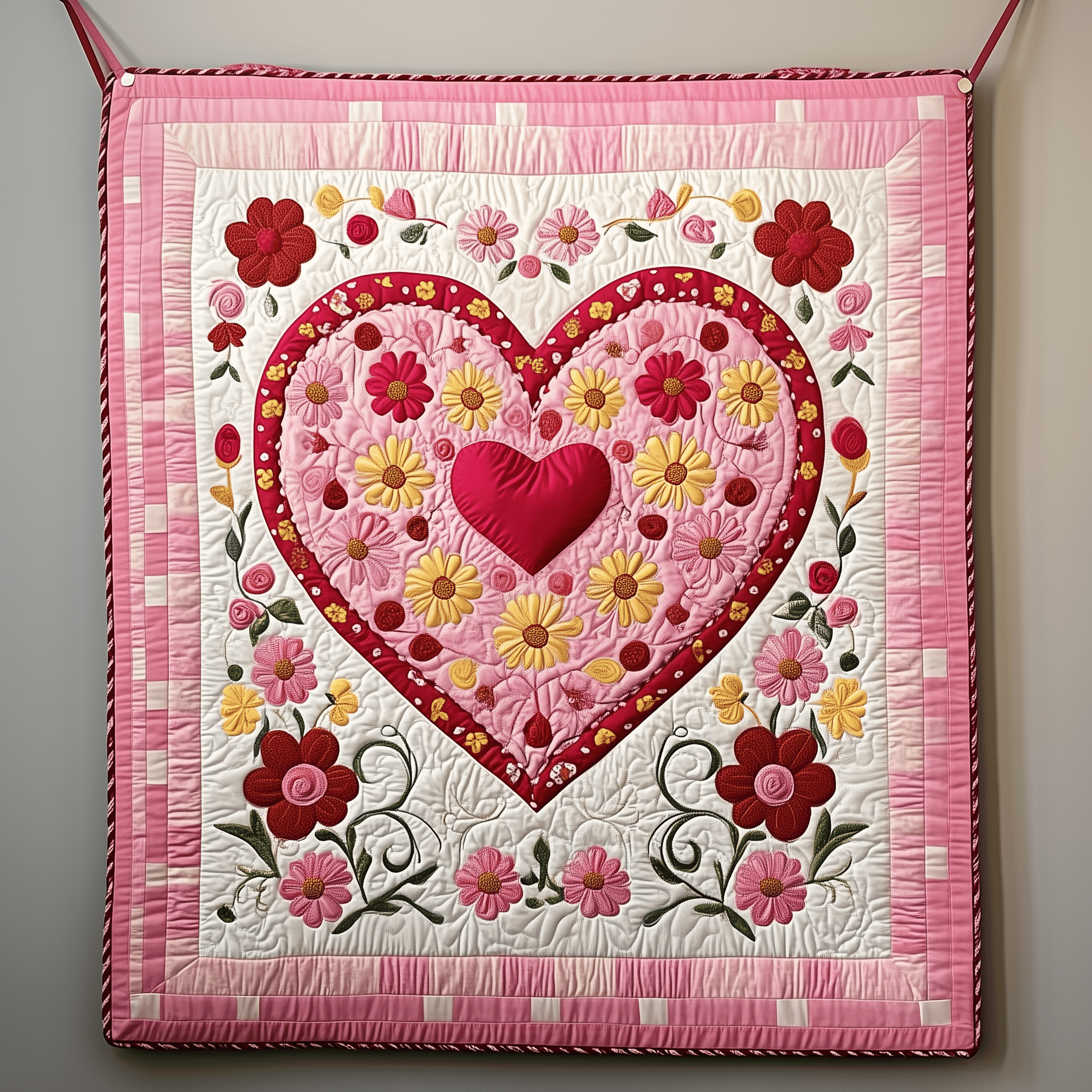 Heart In Bloom Quilted Blanket Cottagecore Home Decor First Valentine Gift For Boyfriend