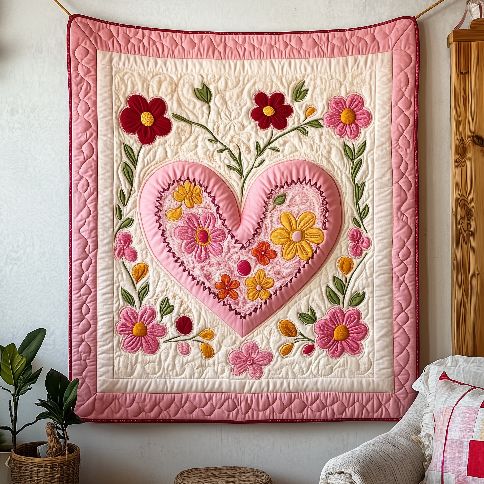 Heart In Bloom Quilted Blanket Rustic Home Decor Best Valentines Gifts For Her
