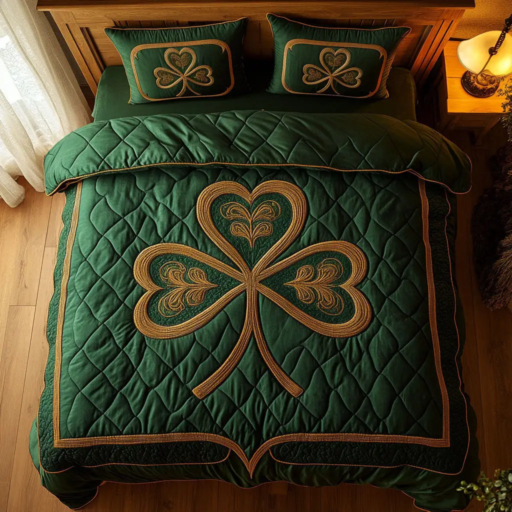 Heart Of The Shamrock Quilted Bedding Set Bedding Ideas St Patrick's Day Gifts Idea