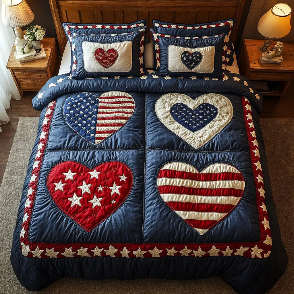 Heart of Valor Quilted Bedding Set Floral Duvet Cover 4Th Of July Gifts For Coworkers Heart of Valor Quilted Bedding Set Floral Duvet Cover 4Th Of July Gifts For Coworkers - Image 1